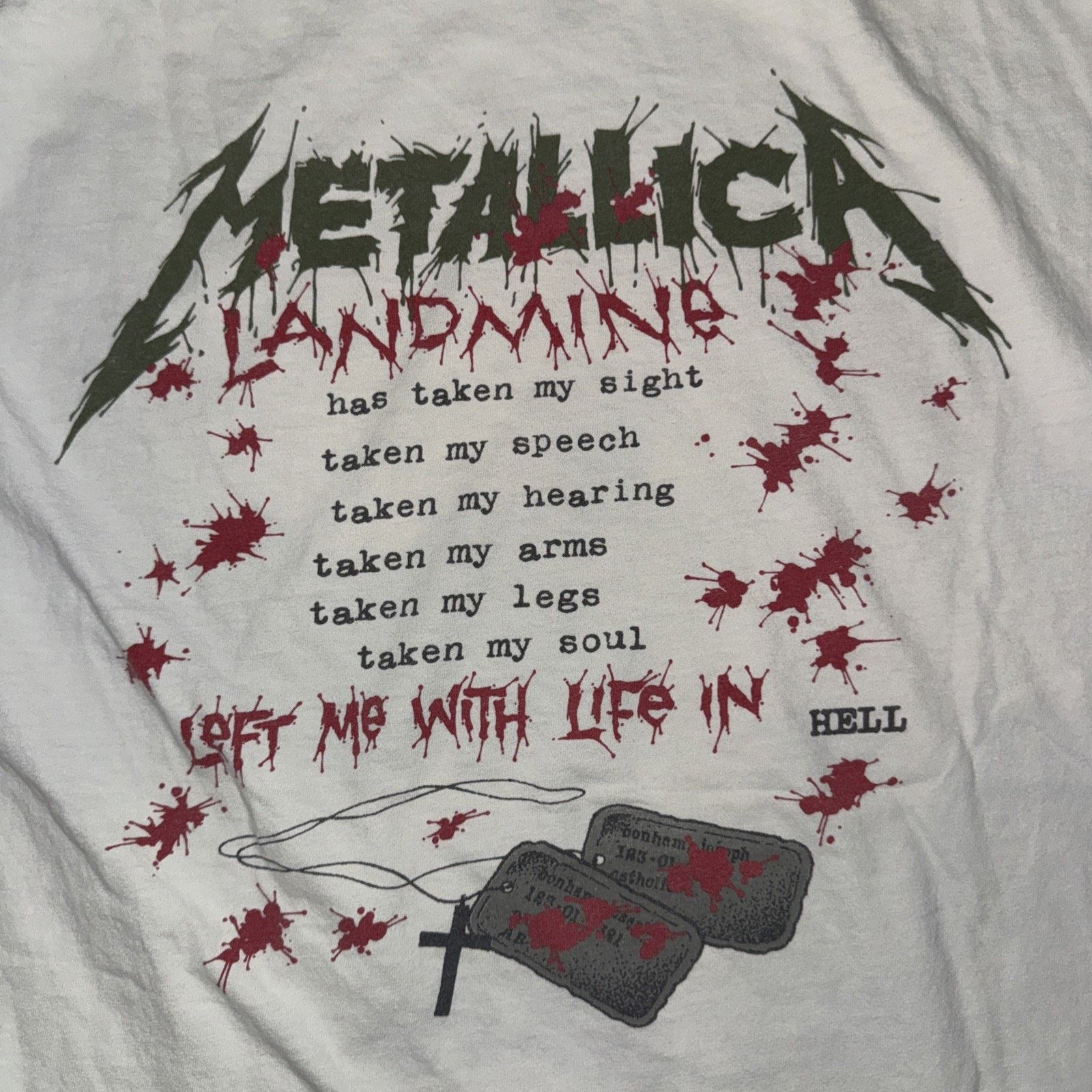 Band Tees × Metallica Metallica Landmine Tour Pushead T-Shirt White 2XL 24x27 Size US XXL / EU 58 / 5 - 5 Thumbnail