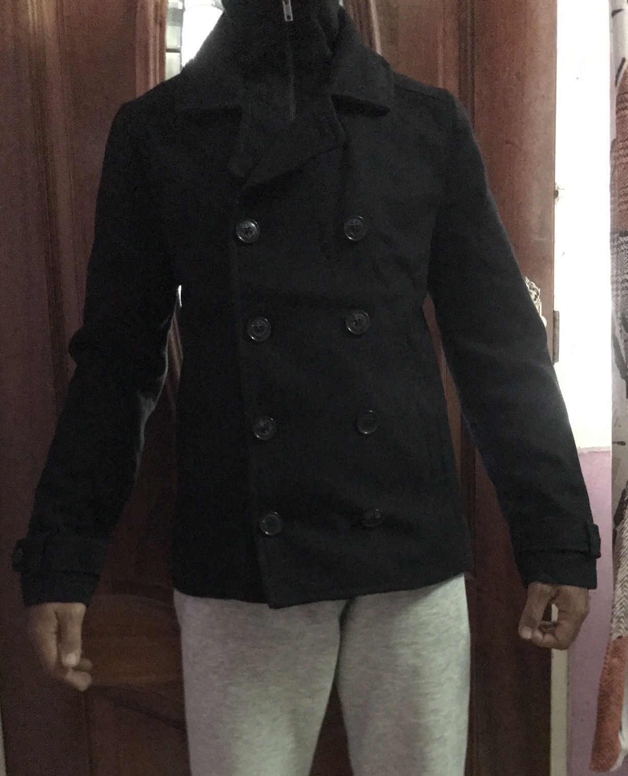 H&M × Japanese Brand × Seditionaries 🌟H&M Black Wool Zip Peacoat Double Breasted Size US S / EU 44-46 / 1 - 2 Thumbnail