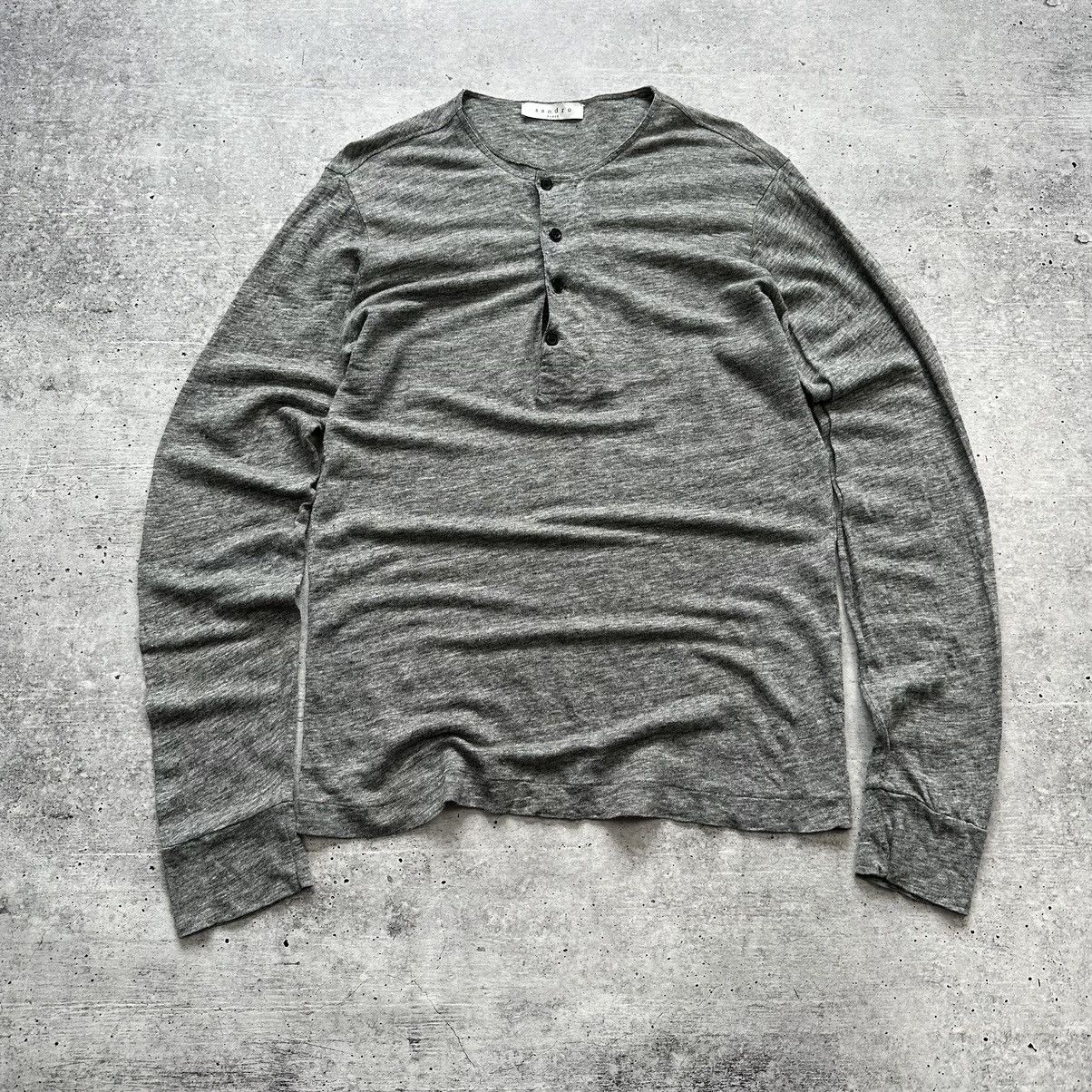 Sandro Paris Henley Long Sleeve Shirt Linen