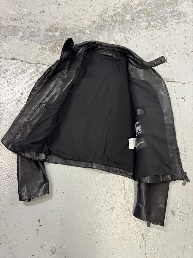 Emporio Armani FW2020 Emporio Armani Black Leather Crystal-Embellished Asymmetrical Zip Jacket Size US S / EU 44-46 / 1 - 8 Thumbnail