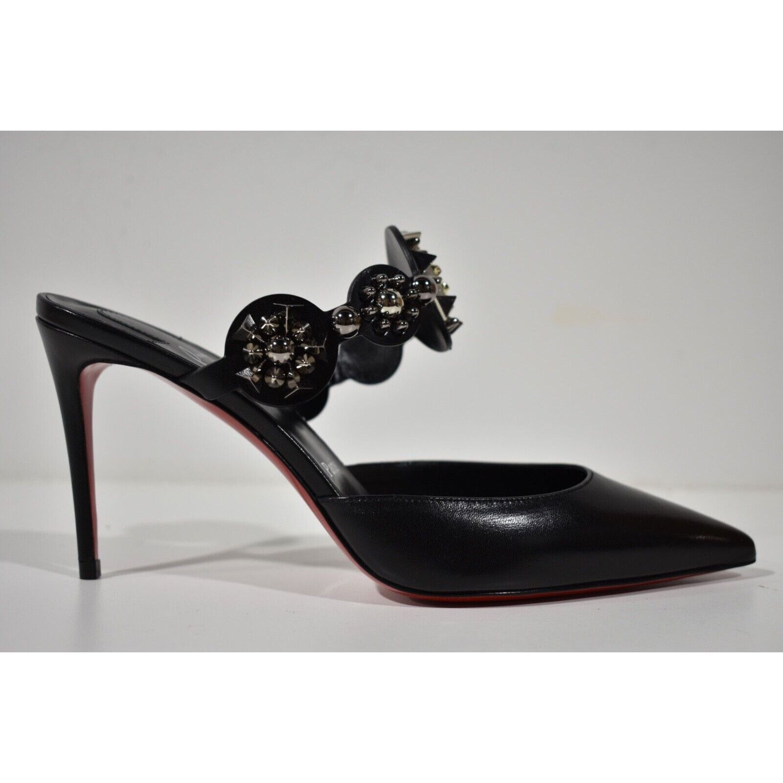 Christian Louboutin Miss Goldora 85 Black Backless Sandal Mule Heel Pump 36.5 Size US 6.5 / IT 36.5 - 2 Thumbnail