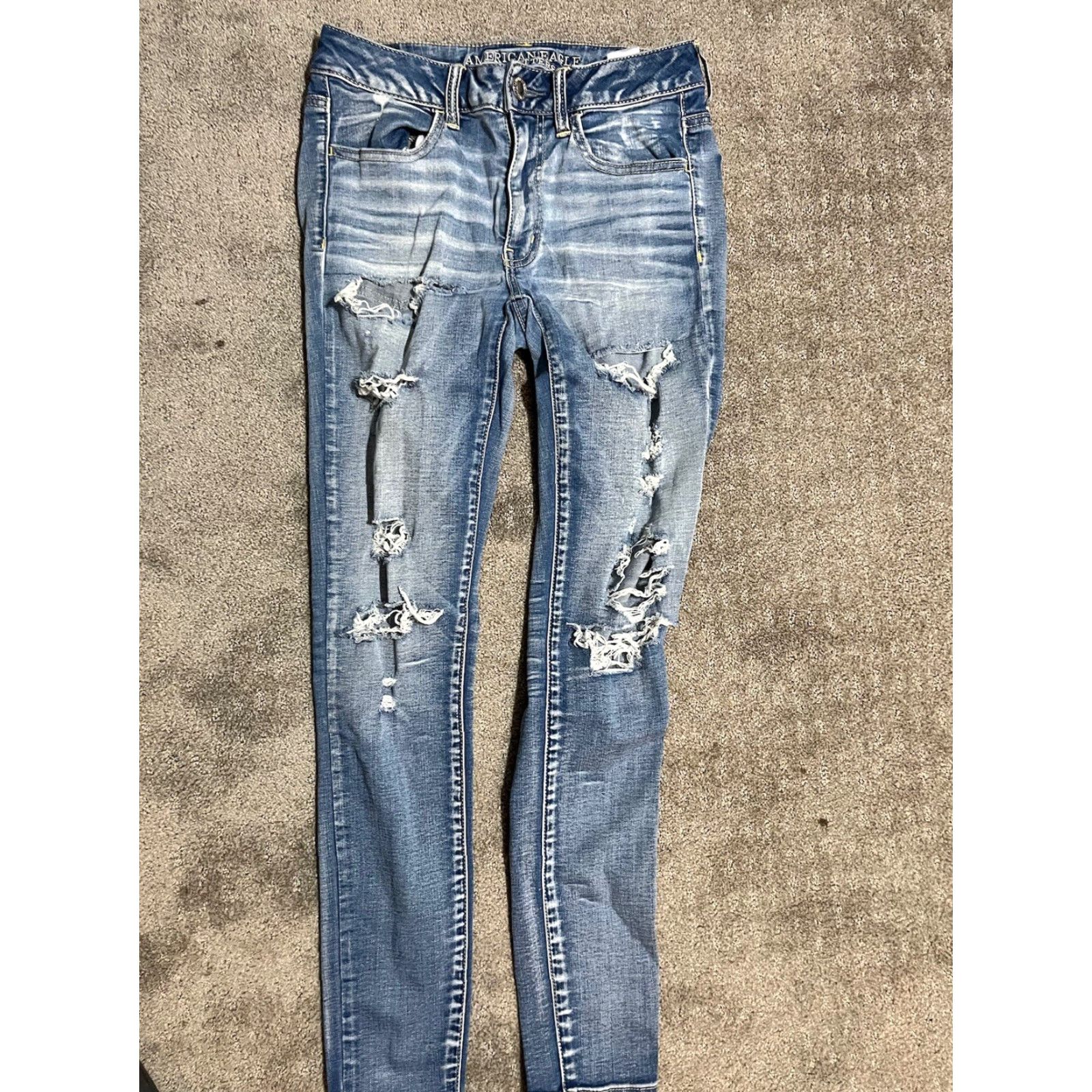 American Eagle Outfitters VINTAGE American Eagle Outfitters Womens Jegging Pants Regular 6 Blue Solid Stretch Denim Size 28" / US 6 / IT 42 - 3 Thumbnail