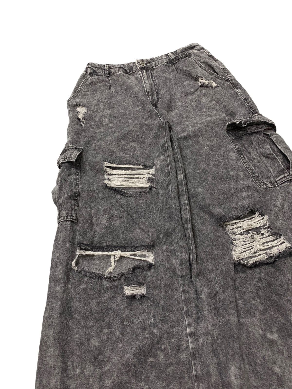 JNCO Works Cargo Baggy Distressed Denim Pants (AD8) Size US 29 - 9 Thumbnail