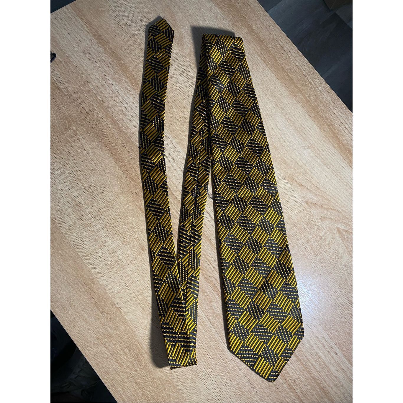Valextra Renato Balestra Italian Gold and Black Geometric Neck Tie Size ONE SIZE - 3 Thumbnail