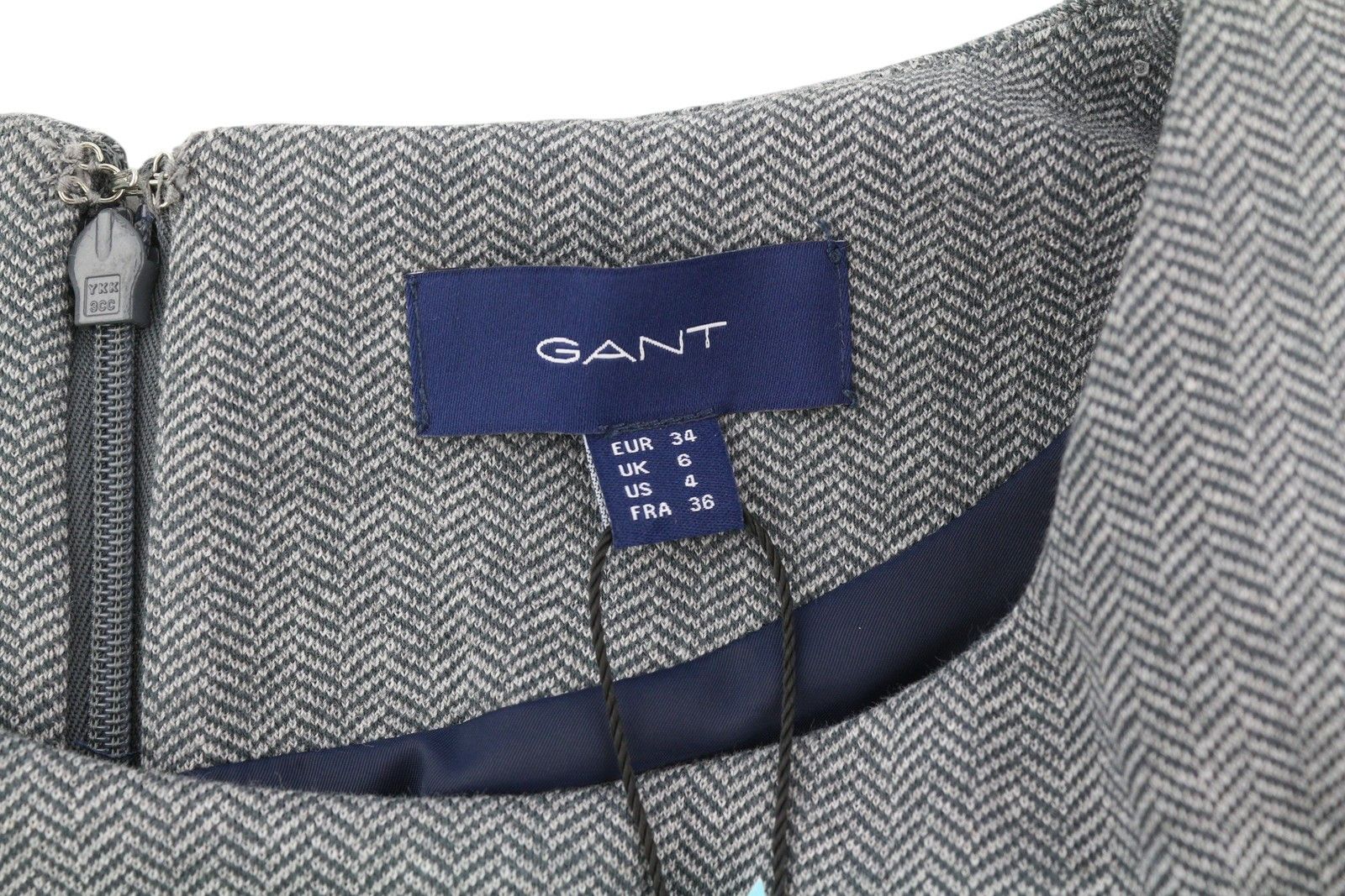 Gant HERRINGBONE JERSEY EU34 Grey Round Neck Dress 85196 Size XS / US 0-2 / IT 36-38 - 7 Thumbnail