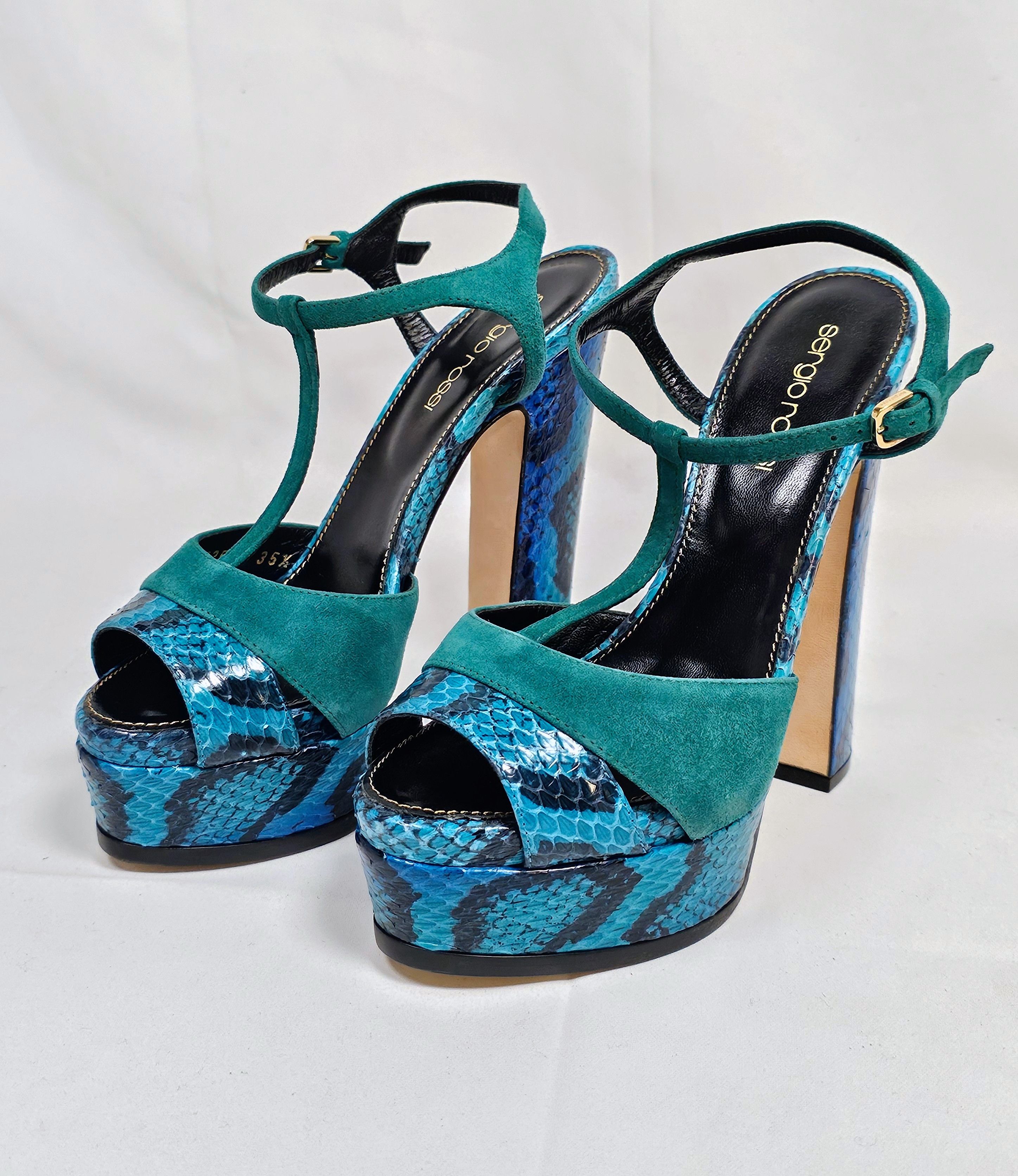 Sergio Rossi Sergio Rossi Elaphe Suede Python Leather Platforms Size 5.5 Size US 5.5 / IT 35.5 - 15 Thumbnail