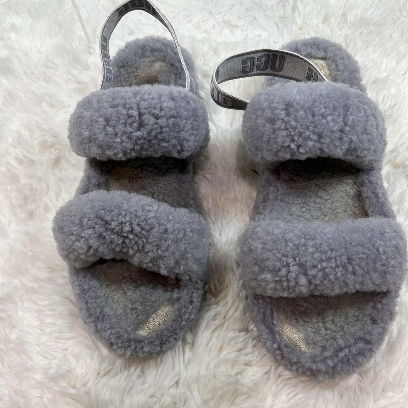 Ugg UGG OH YEAH Women Slingback Slipper Gray Sz 9 US Fluff Wool Size US 9 / IT 39 - 8 Thumbnail