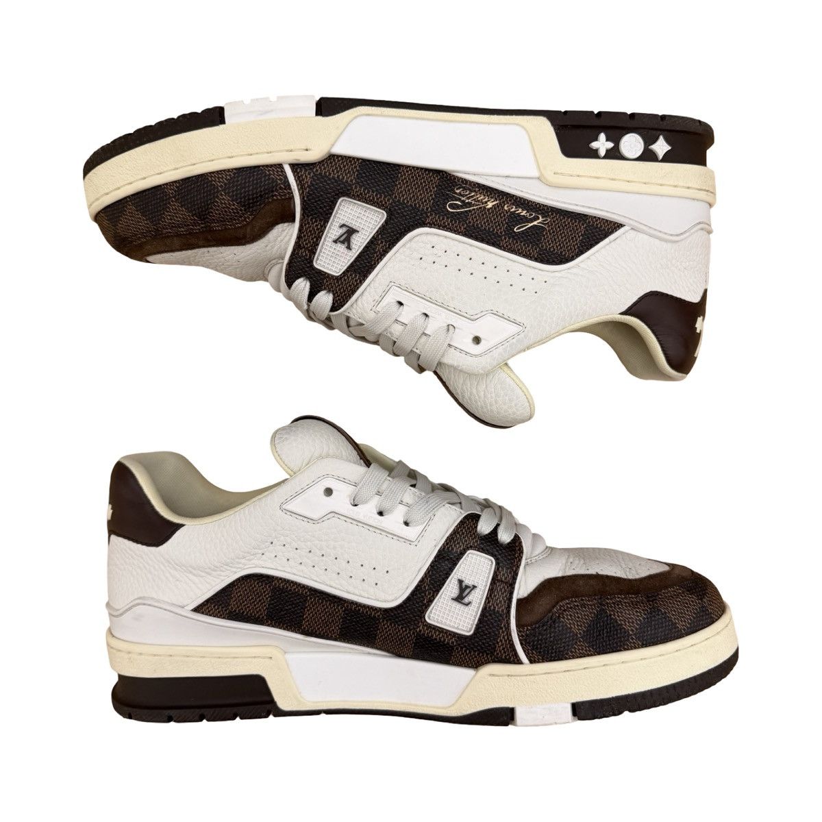 Louis Vuitton Louis Vuitton Damier White Mocha Brown Low-Top Trainer Size US 8.5 / EU 41-42 - 5 Thumbnail