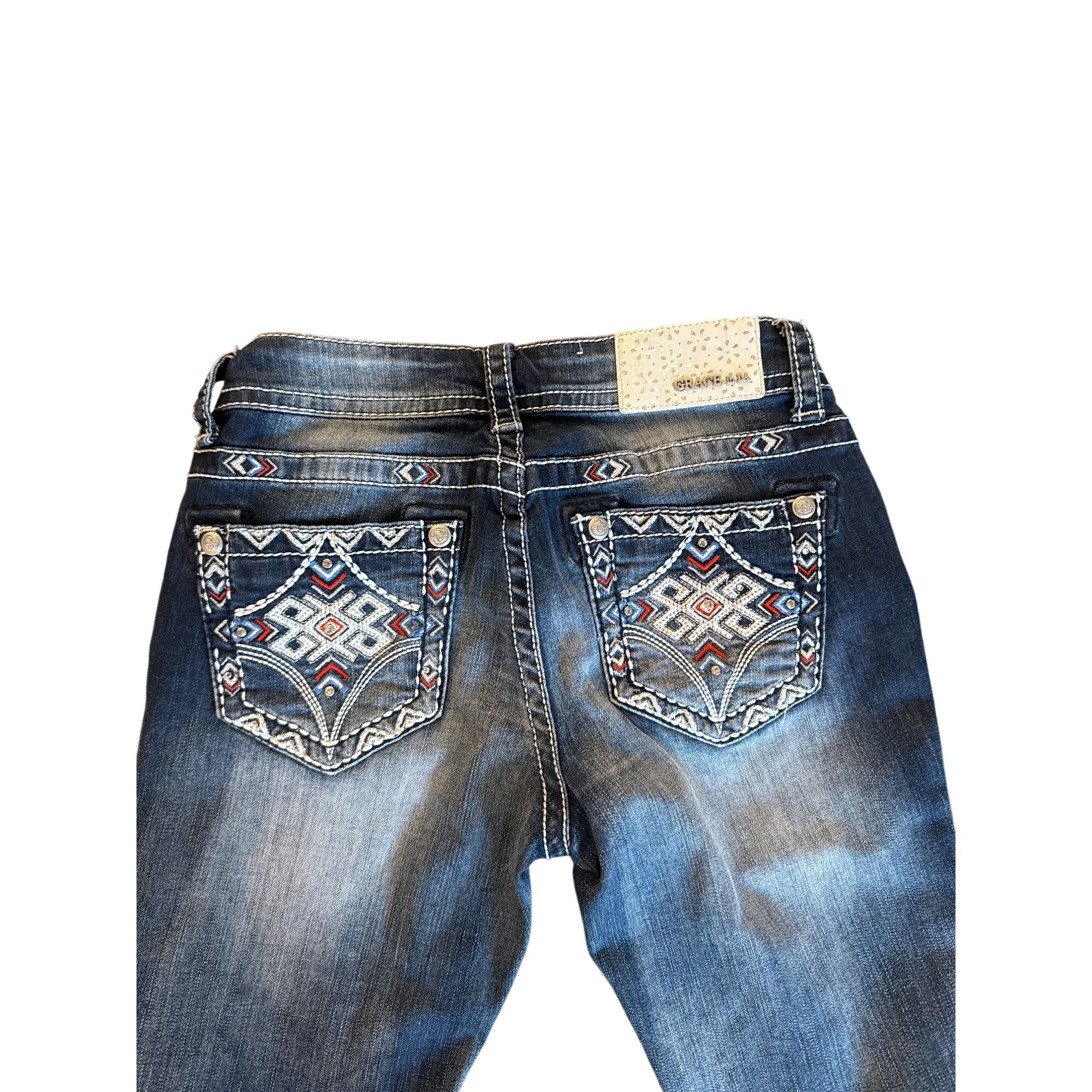 Designer Grace Jeans Womens Skinny Fit Embroidered Denim Size 25 Size 25" / US 0 / IT 36 - 6 Thumbnail