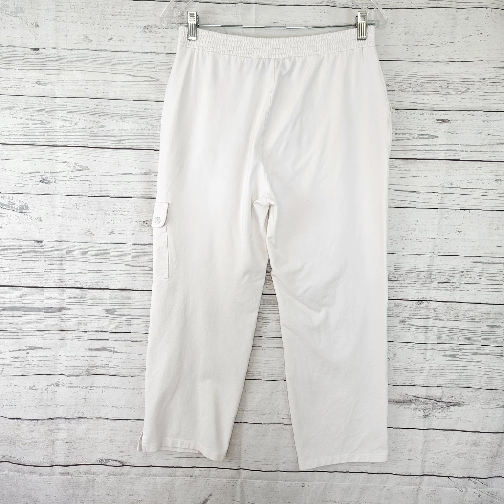 Vintage Susan Graver Weekend Womens Cropped Pants Sz S Tall White Pull On Size 28" / US 6 / IT 42 - 3 Thumbnail