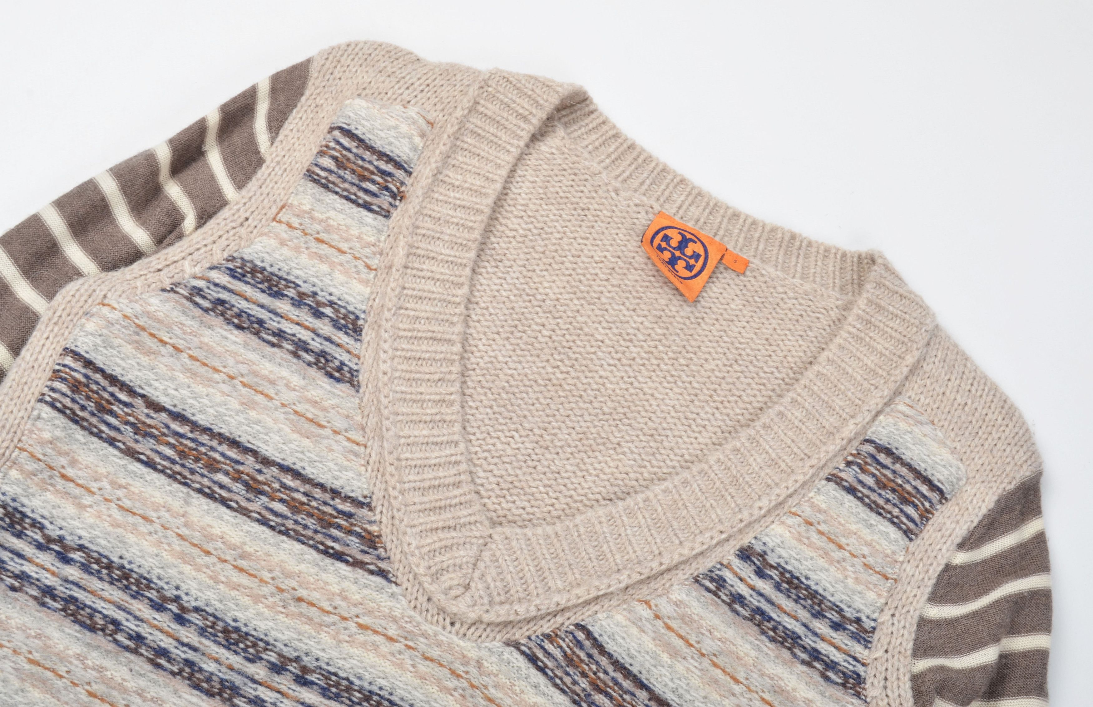 Designer × Tory Burch Tory Burch Striped Sleeves Wool Alpaca Blend B-Neck Sweater Size S / US 4 / IT 40 - 5 Thumbnail