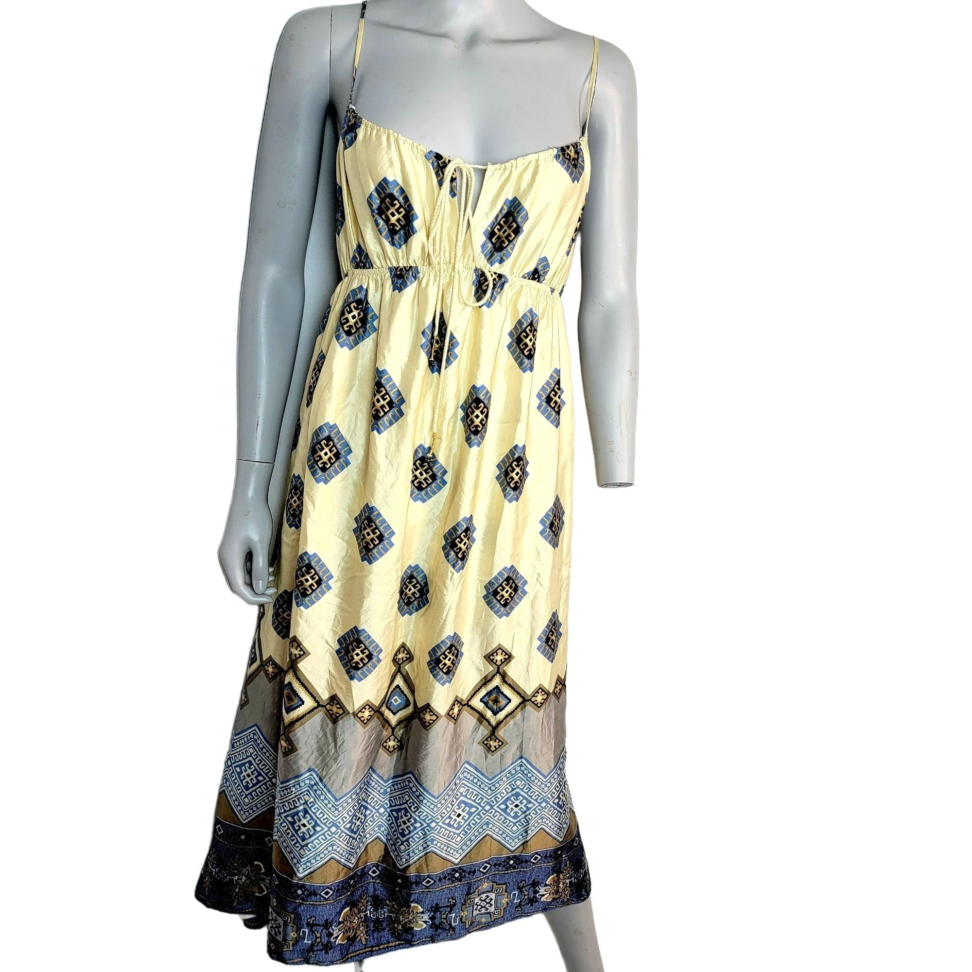 image of Banana Republic 100% Silk Midi Dress Women 6 Slip Sundress S in Beige (Size Small)