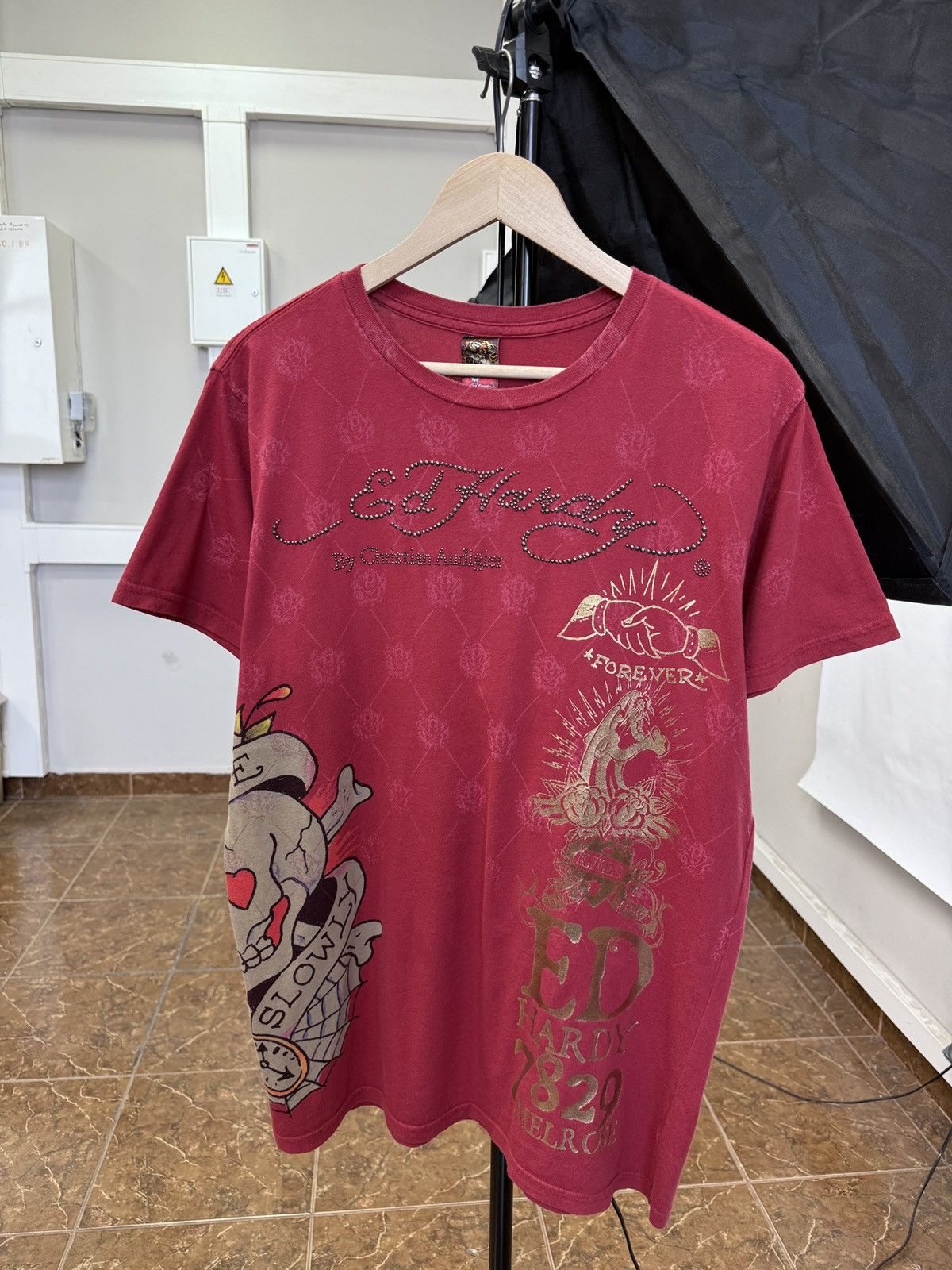 Ed Hardy 🇺🇸💀 Vintage ED Hardy Christian Audigier 7829 T-Shirt Retro Size US L / EU 52-54 / 3 - 1 Thumbnail