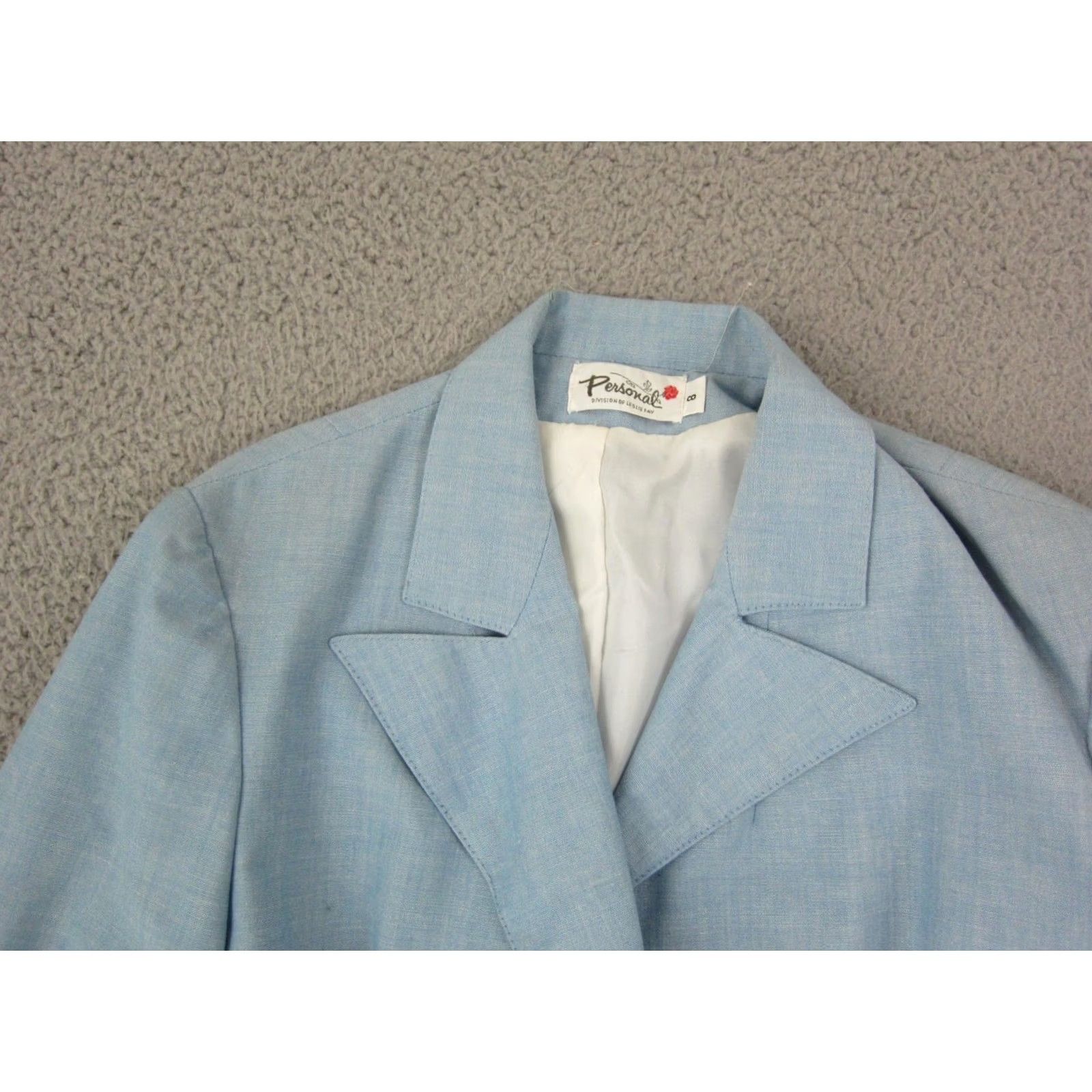 Vintage Vintage Leslie Fay Blazer Jacket Womens 8 Medium Blue 80s 90s Classic Pockets Regular Fit Leather? (note: placeholder) Size M / US 6-8 / IT 42-44 - 2 Thumbnail
