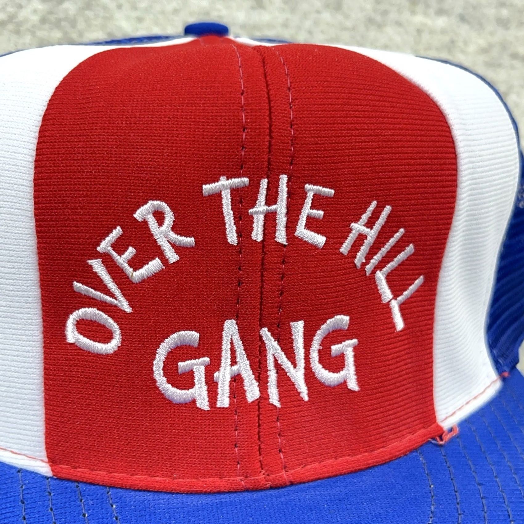 Vintage VINTAGE Over The Hill Gang Trucker Hat Cap Made In USA 80s SnapBack Funny Joke Reynolds Red Adjustable Mens Size ONE SIZE - 4 Thumbnail
