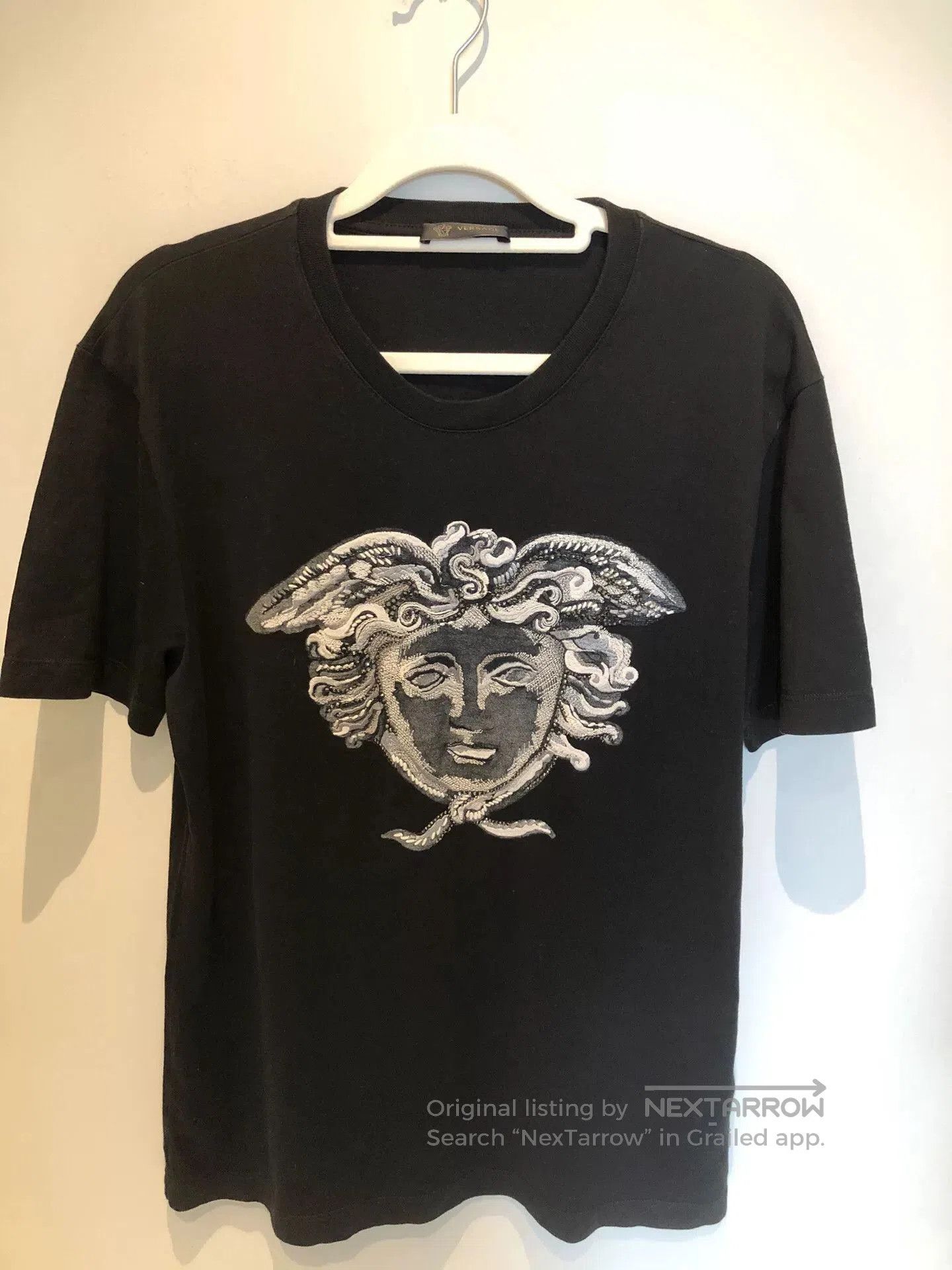 Versace Versace Men's Silver Embroidered Rhinestone Tee. Size US M / EU 48-50 / 2 - 1 Thumbnail