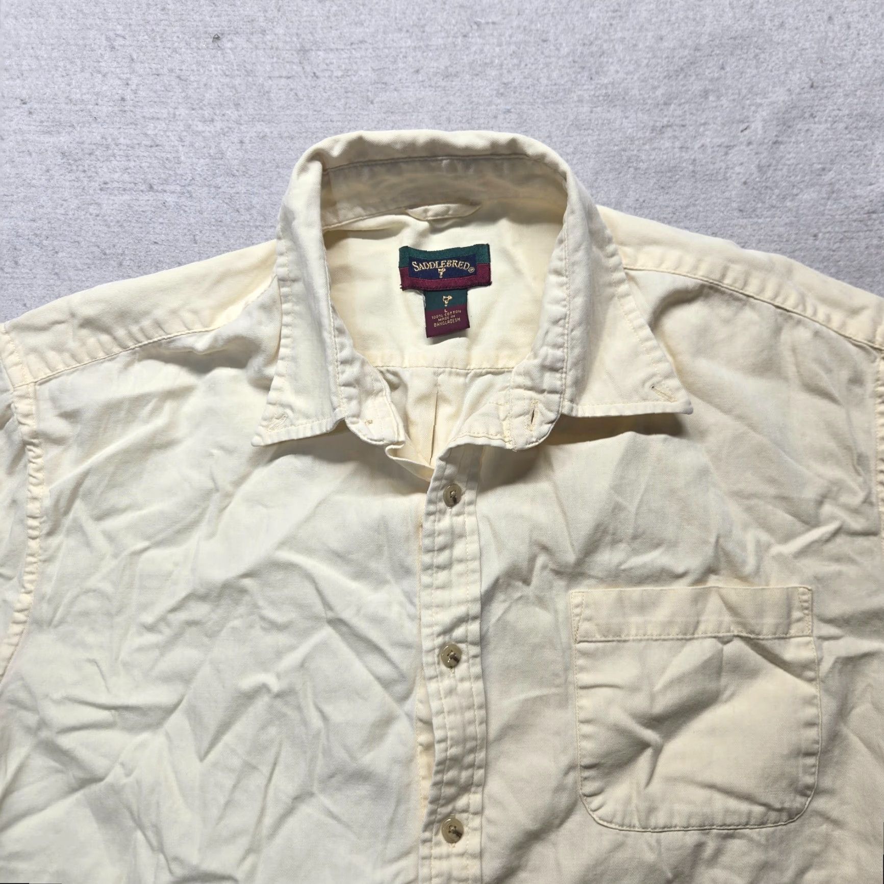 Vintage Stanford Shirt Solid Yellow Short Sleeve Button Up 100% Cotton Adult Men L Large Size US L / EU 52-54 / 3 - 2 Thumbnail