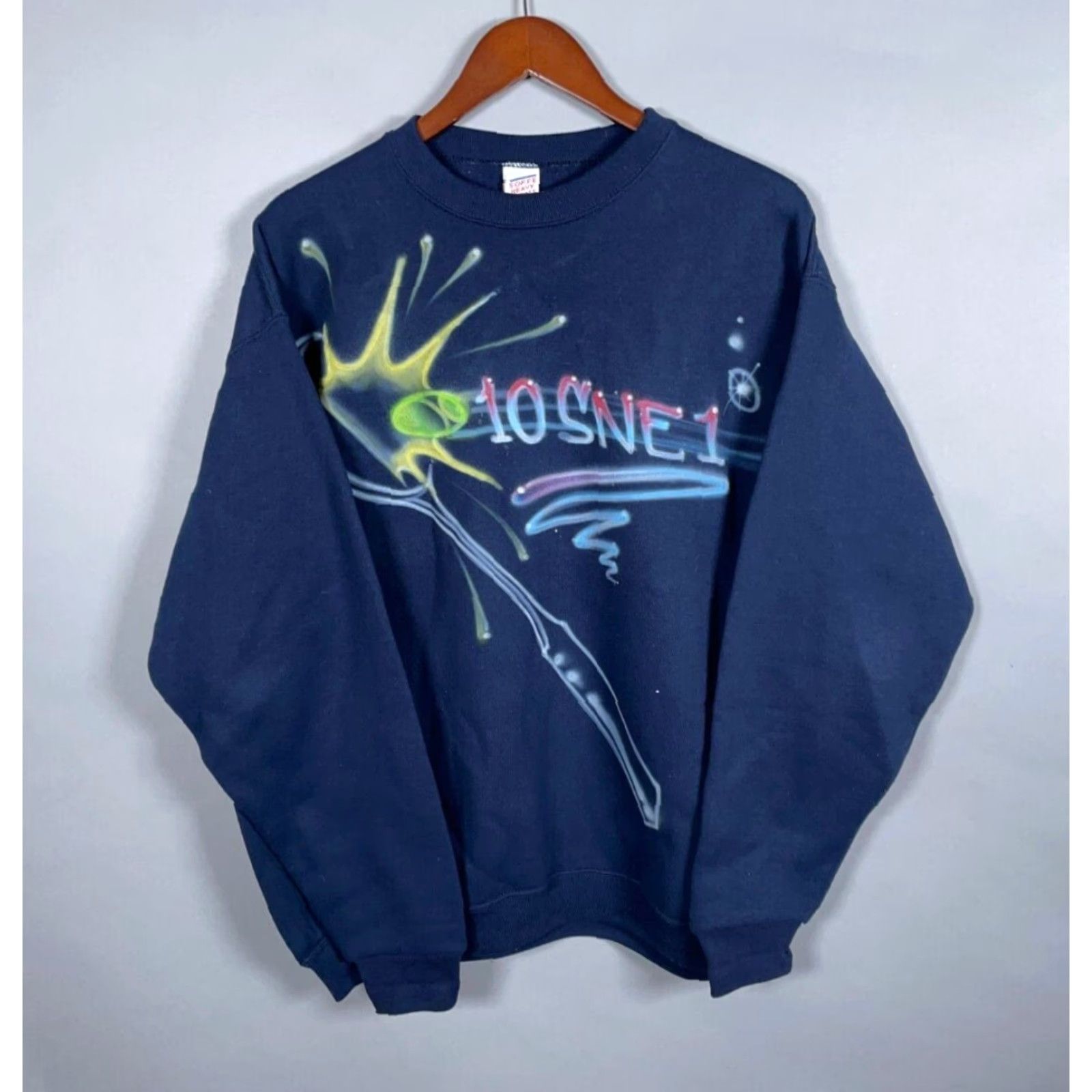 Soffe VINTAGE Soffe Heavy Sweats Sweatshirt Tennis Anyone Adult Large Dark Blue Graphic Print Crew Neck Long Sleeve Men’s Regular Pullover 90s Retro Size US L / EU 52-54 / 3 - 2 Thumbnail
