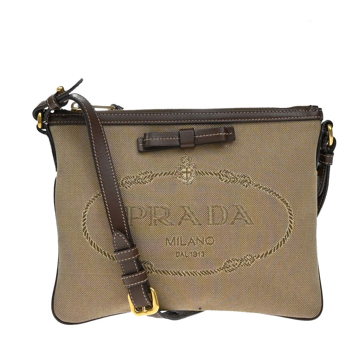 Prada Prada Logo Double Zip Crossbody Bag Canvas Size ONE SIZE - 1 Thumbnail
