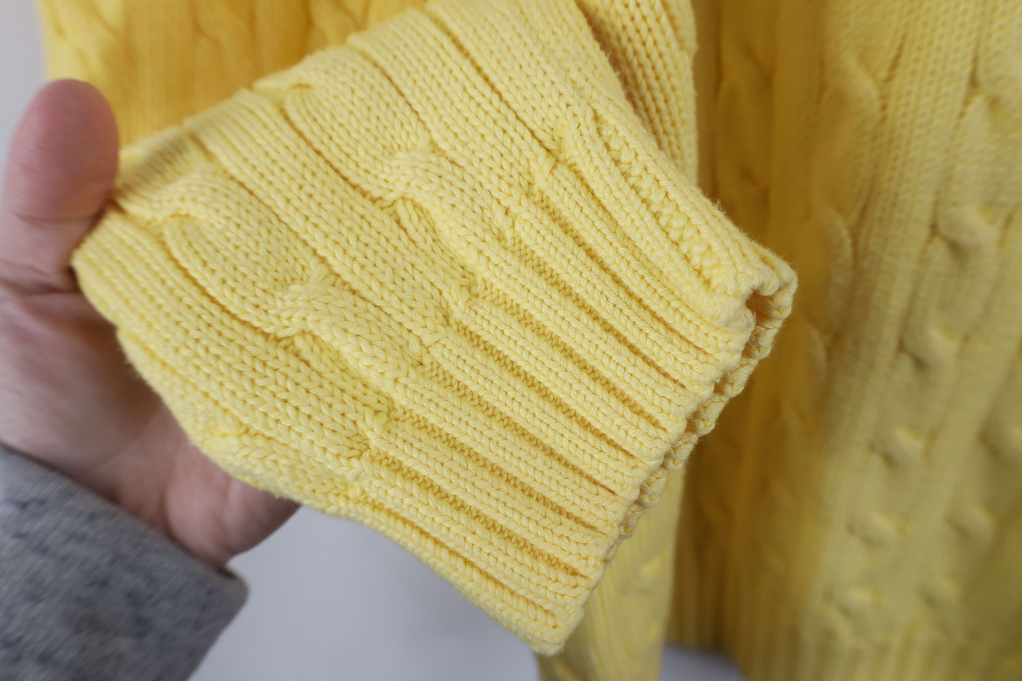 Ralph Lauren Vintage 90s Ralph Lauren Cable Knit Crewneck Sweater Yellow Size US XL / EU 56 / 4 - 6 Thumbnail