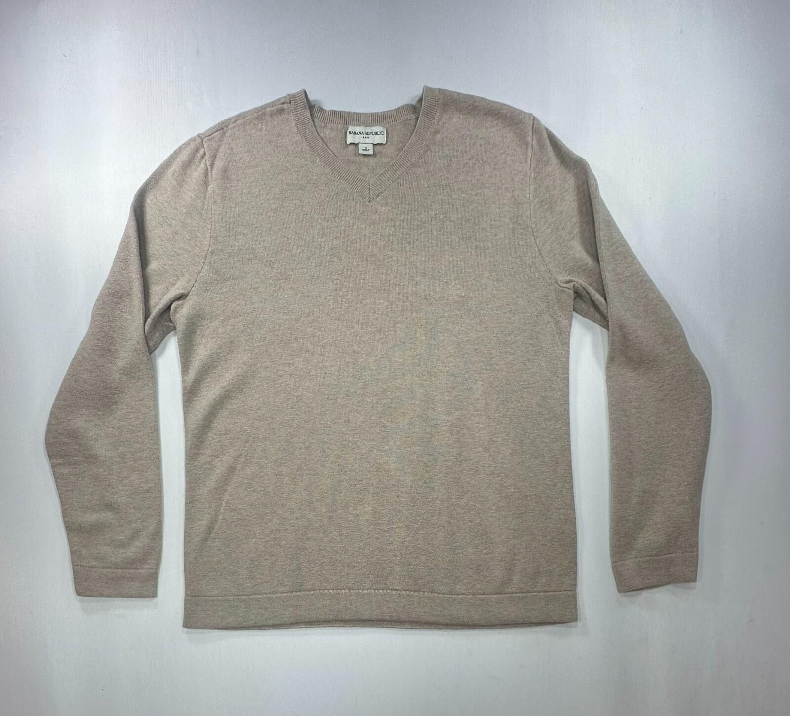 Banana Republic Banana Republic 100% Cotton V-Neck L/S Sweater Brown Men M Size US M / EU 48-50 / 2 - 1 Thumbnail
