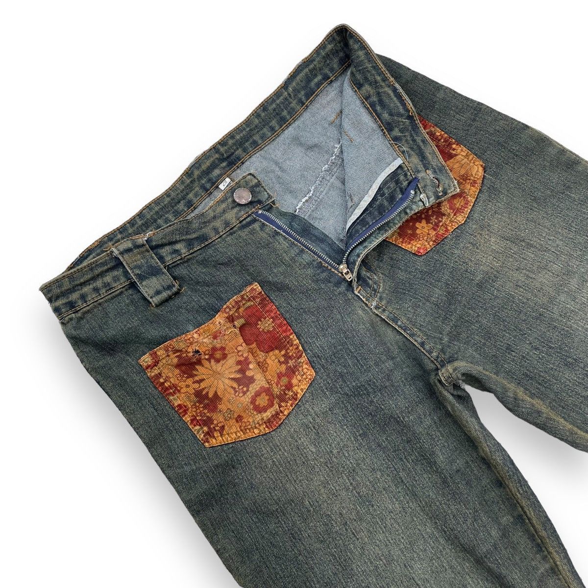 If Six Was Nine × Japanese Brand × Le Grande Bleu (L.G.B.) 🇯🇵 VINTAGE JAPANESE SUPER FLARE REWORKED RUSTY DENIM PANTS Size 30" / US 8 / IT 44 - 6 Thumbnail