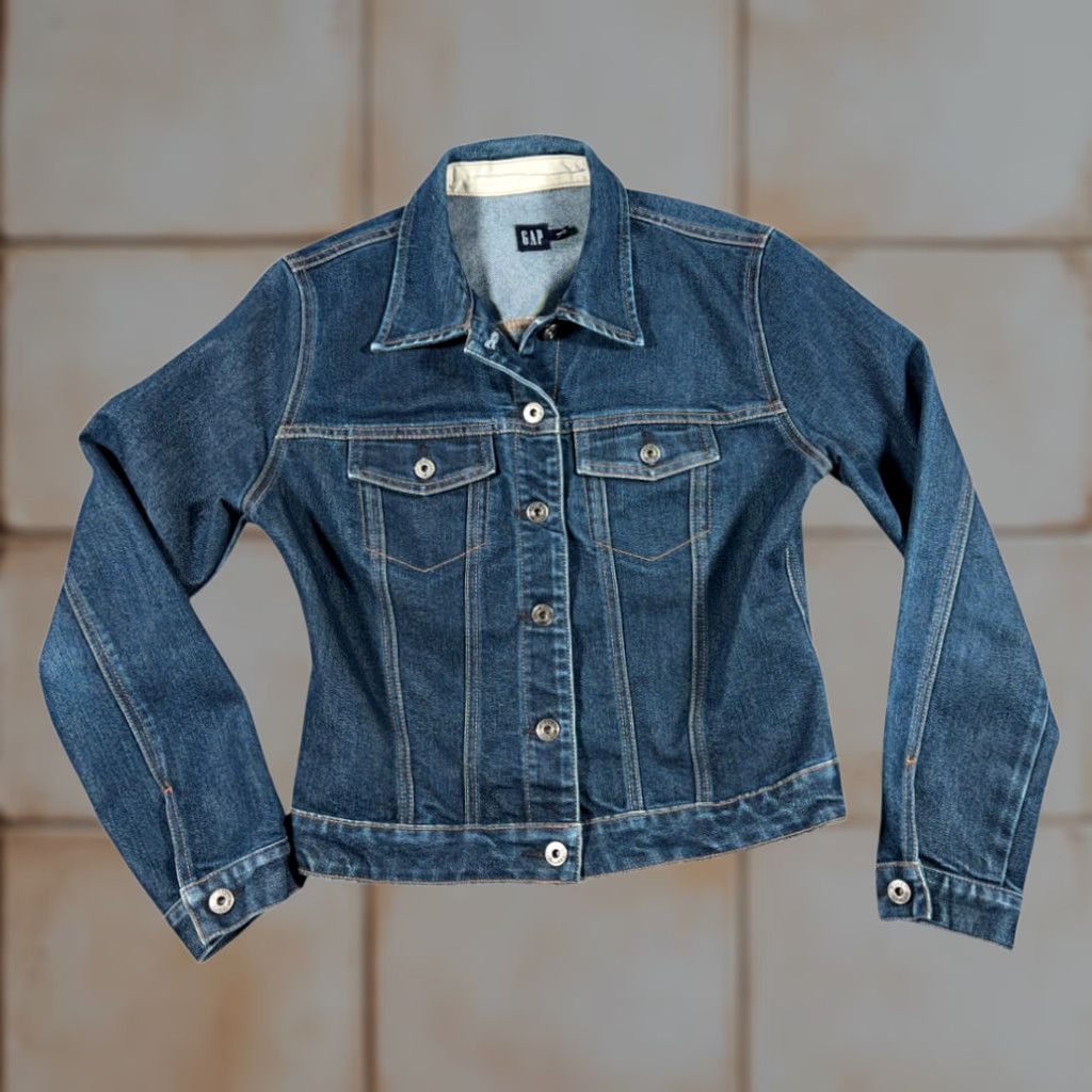 Gap VINTAGE Gap Jacket Womens M Blue Denim Jacket Size 32" / US 10 / IT 46 - 1 Thumbnail