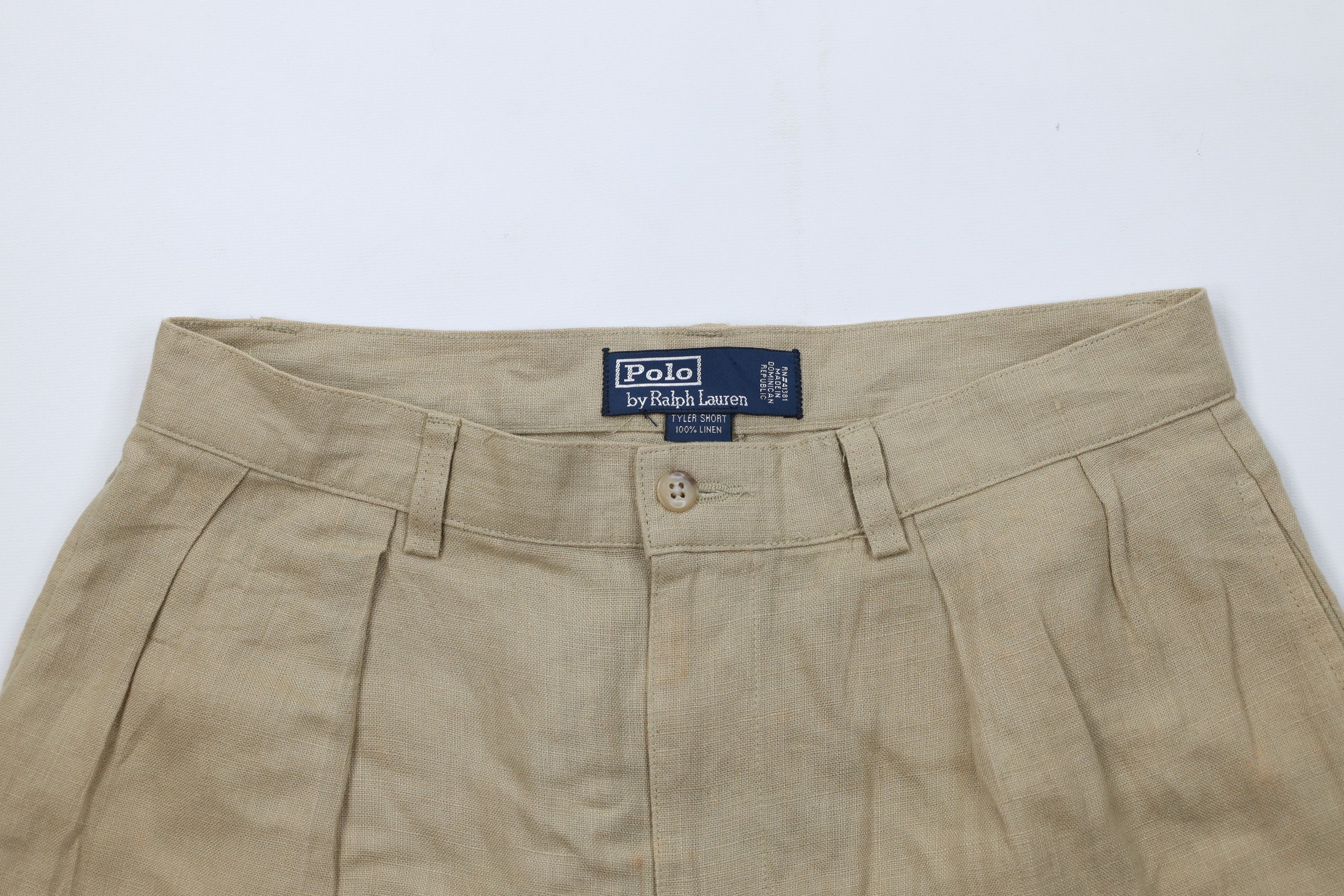 Ralph Lauren Vintage 90s Ralph Lauren Linen Above Knee Chino Shorts Beige Size US 32 / EU 48 - 2 Thumbnail