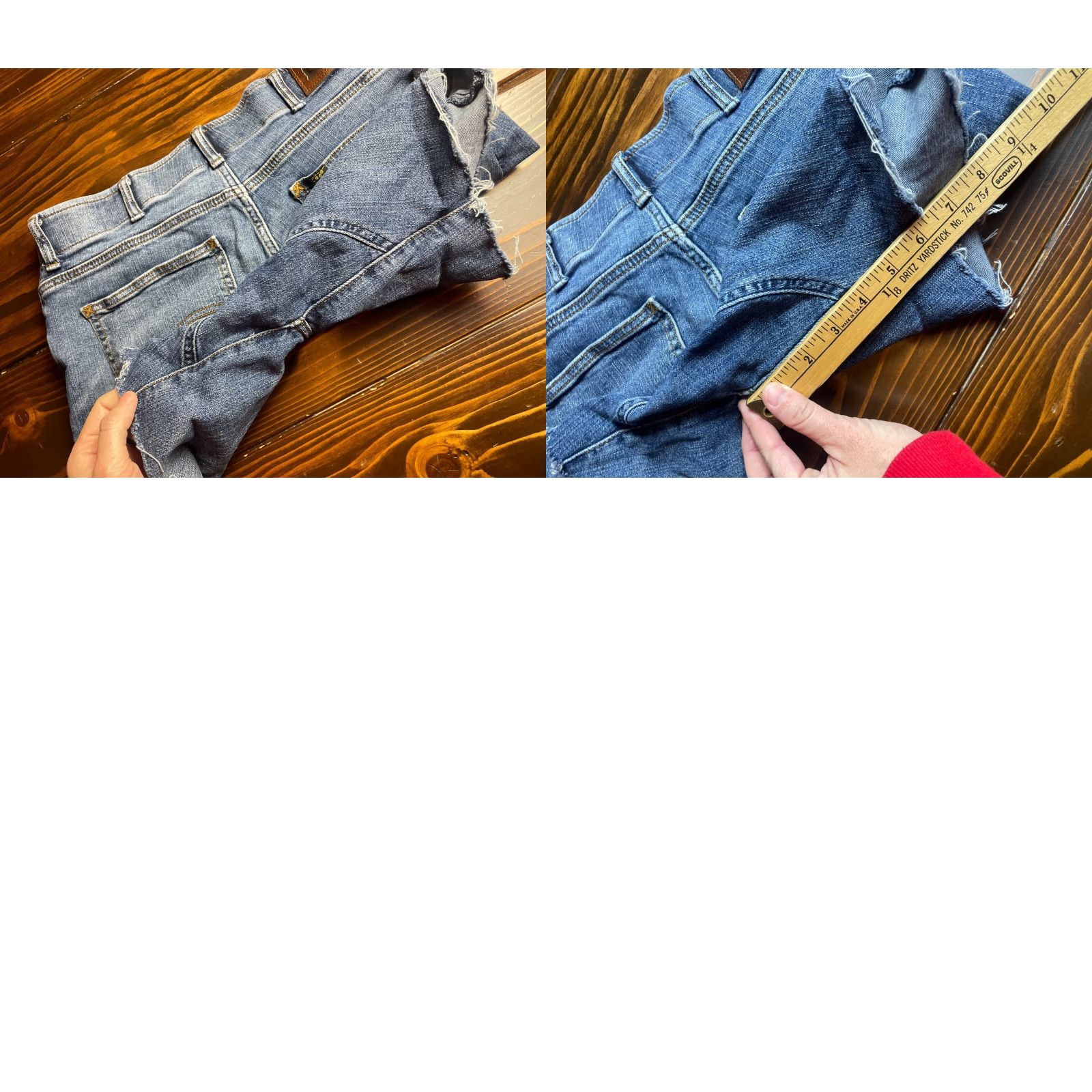 Lee Lee Jeans Shorts Women's Size 34inc Blue Denim Cut Off Frayed Hem Elastic Waist Regular 34X30 Pockets Size 24" / US 00 / IT 34 - 8 Thumbnail