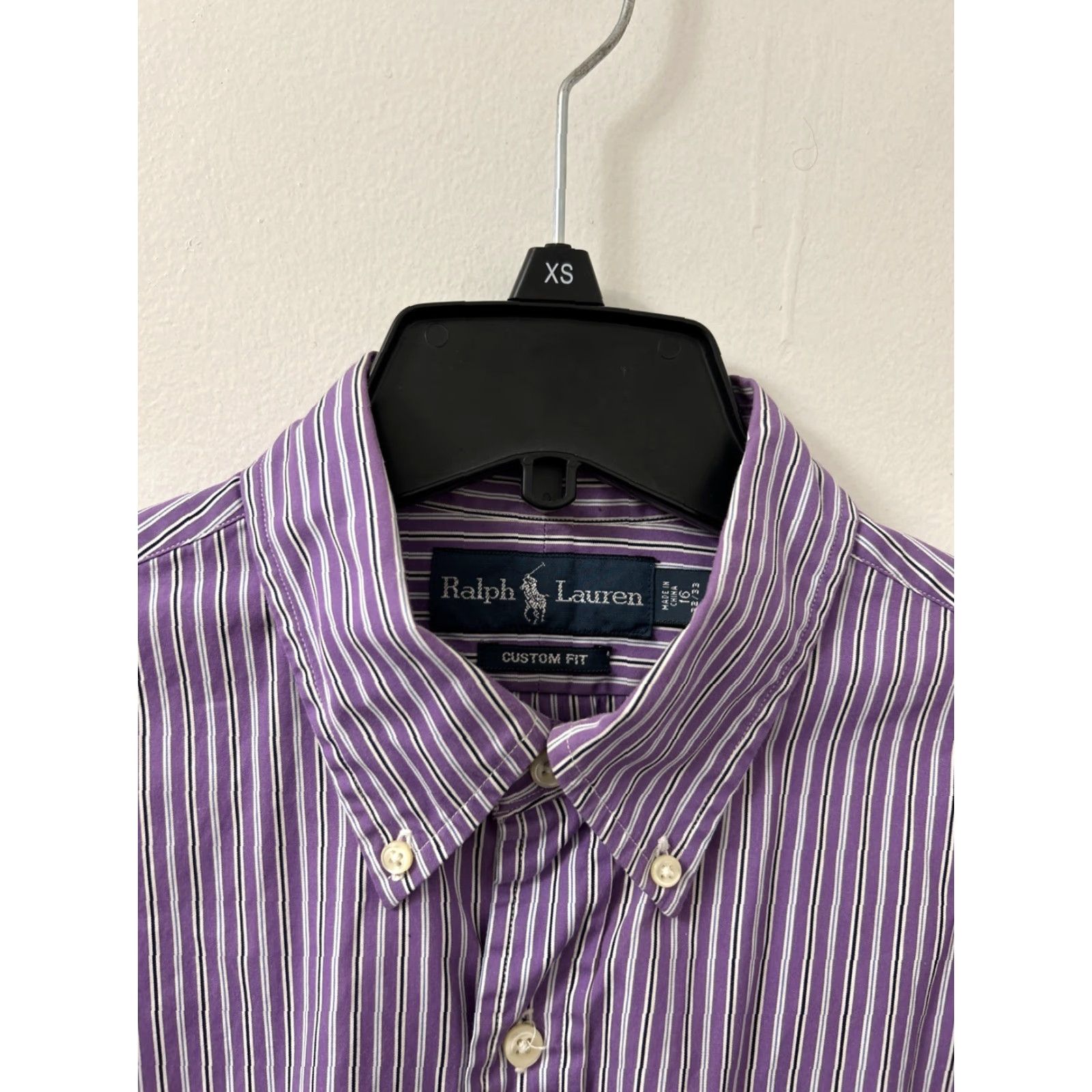 Polo Ralph Lauren VINTAGE Polo Ralph Lauren Shirt Mens 16 32/33 Purple Striped Custom Fit Button-Up L/S Mens Size US L / EU 52-54 / 3 - 6 Thumbnail
