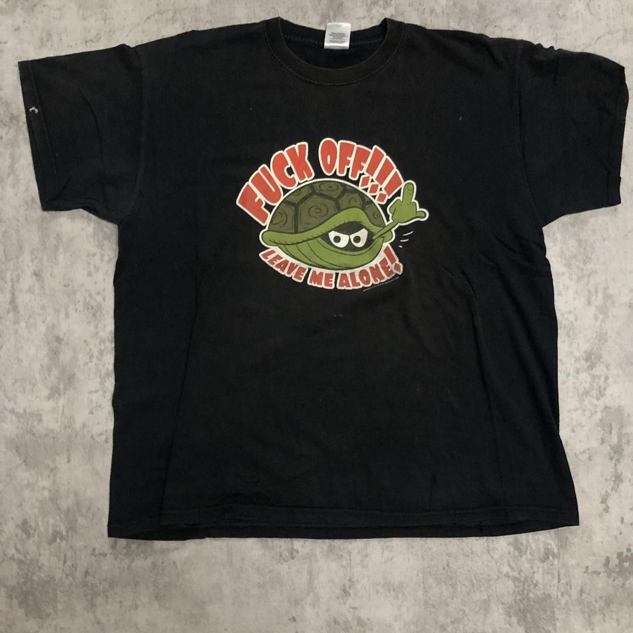 Fruit Of The Loom F*ck off turtle black shirt vintage Size US XL / EU 56 / 4 - 1 Thumbnail
