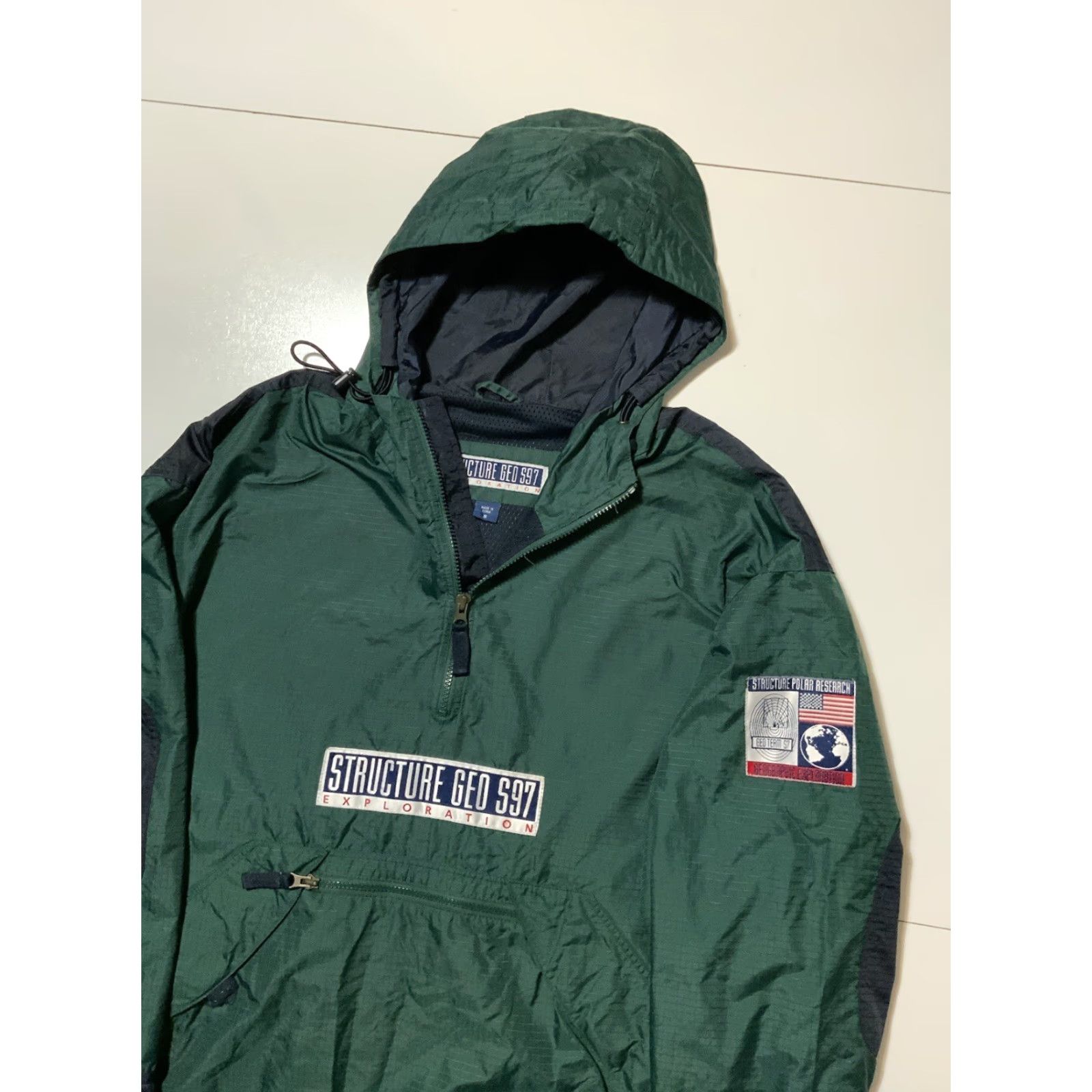 Vintage VINTAGE Structure Geographic Team S97 90s Anorak 1/4 Zip Jacket Sz.S Green Mens Jacket Size US S / EU 44-46 / 1 - 3 Thumbnail