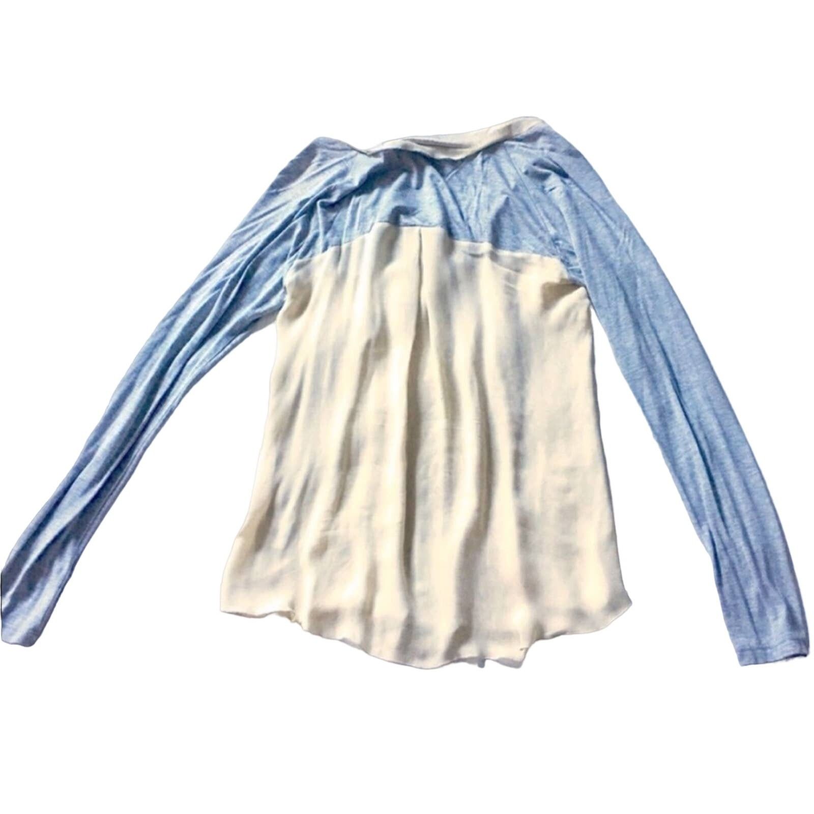 Anthropologie ANTHROPOLOGIE DOLAN White Grey Mix Media Top Shirt Blouse Size M / US 6-8 / IT 42-44 - 4 Thumbnail