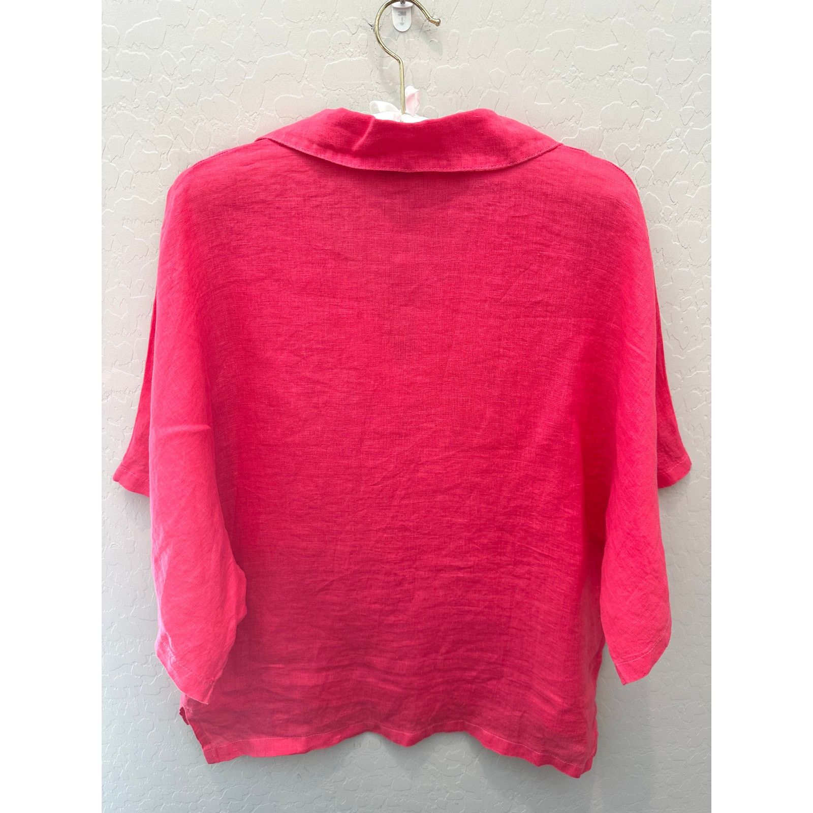 Other STARK X Hot Pink Linen Lagenlook Collared Boxy Oversized Top Size M / US 6-8 / IT 42-44 - 4 Thumbnail