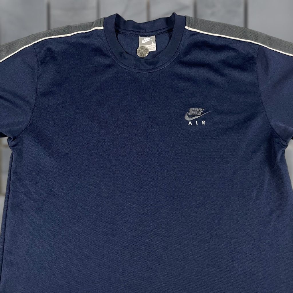 Nike Nike Tshirt Mens Large Jersey Blue Gray Air Adult Nike Tee Swoosh L Retro Shirt Men Short Sleeve Crew Neck Logo Jersey Size US L / EU 52-54 / 3 - 1 Thumbnail