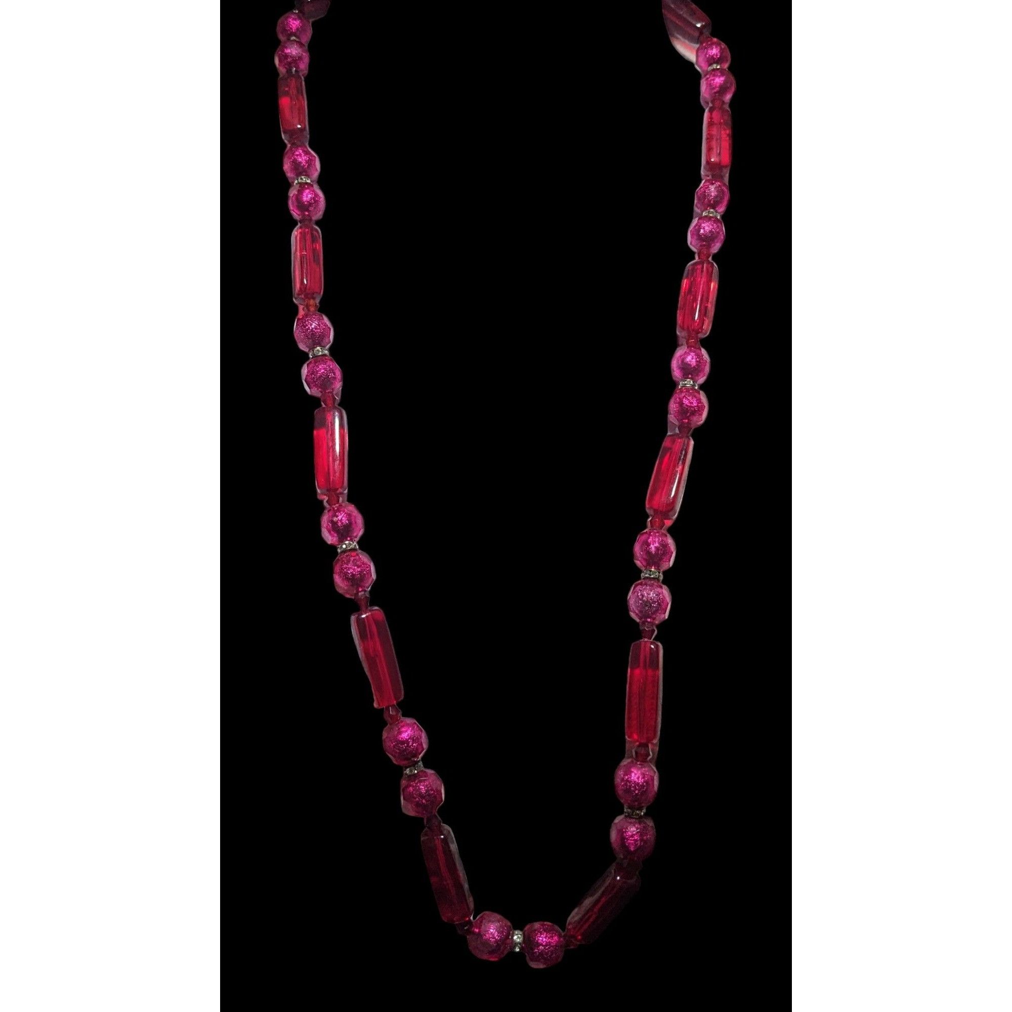 Other Vintage Pink And Red Beaded Statement Necklace Size ONE SIZE - 2 Thumbnail