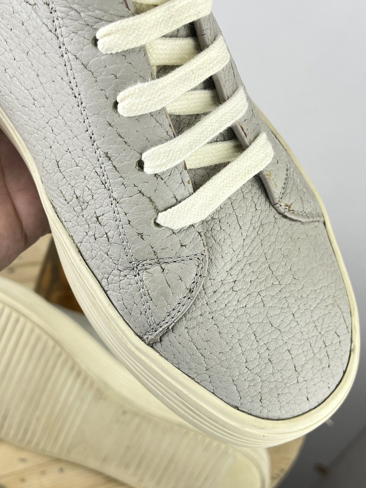 Rick Owens ‘Mastosneaks’ Grey Grain Leather Hi Top Size US 6.5 / EU 39-40 - 15 Thumbnail