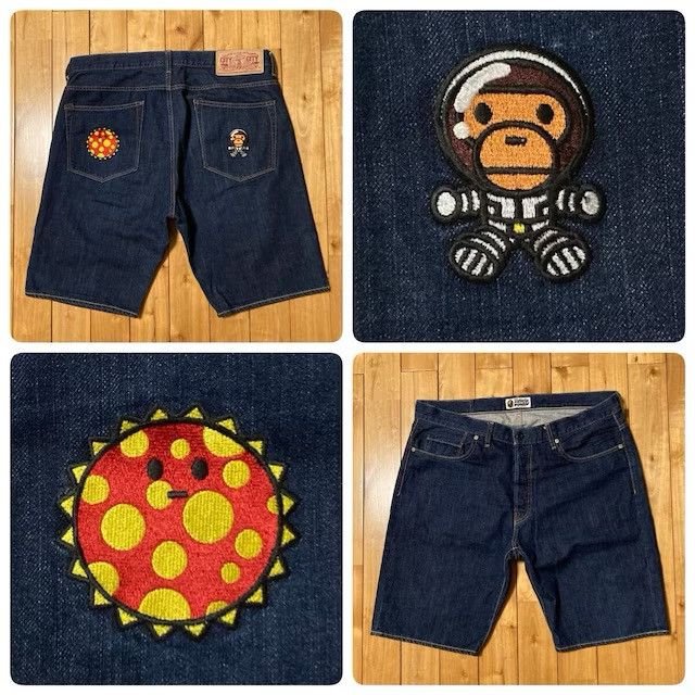 Bape BAPE Cosmos Milo Embroidered Denim Shorts Space APE ★size XL Size US 36 / EU 52 - 1 Thumbnail