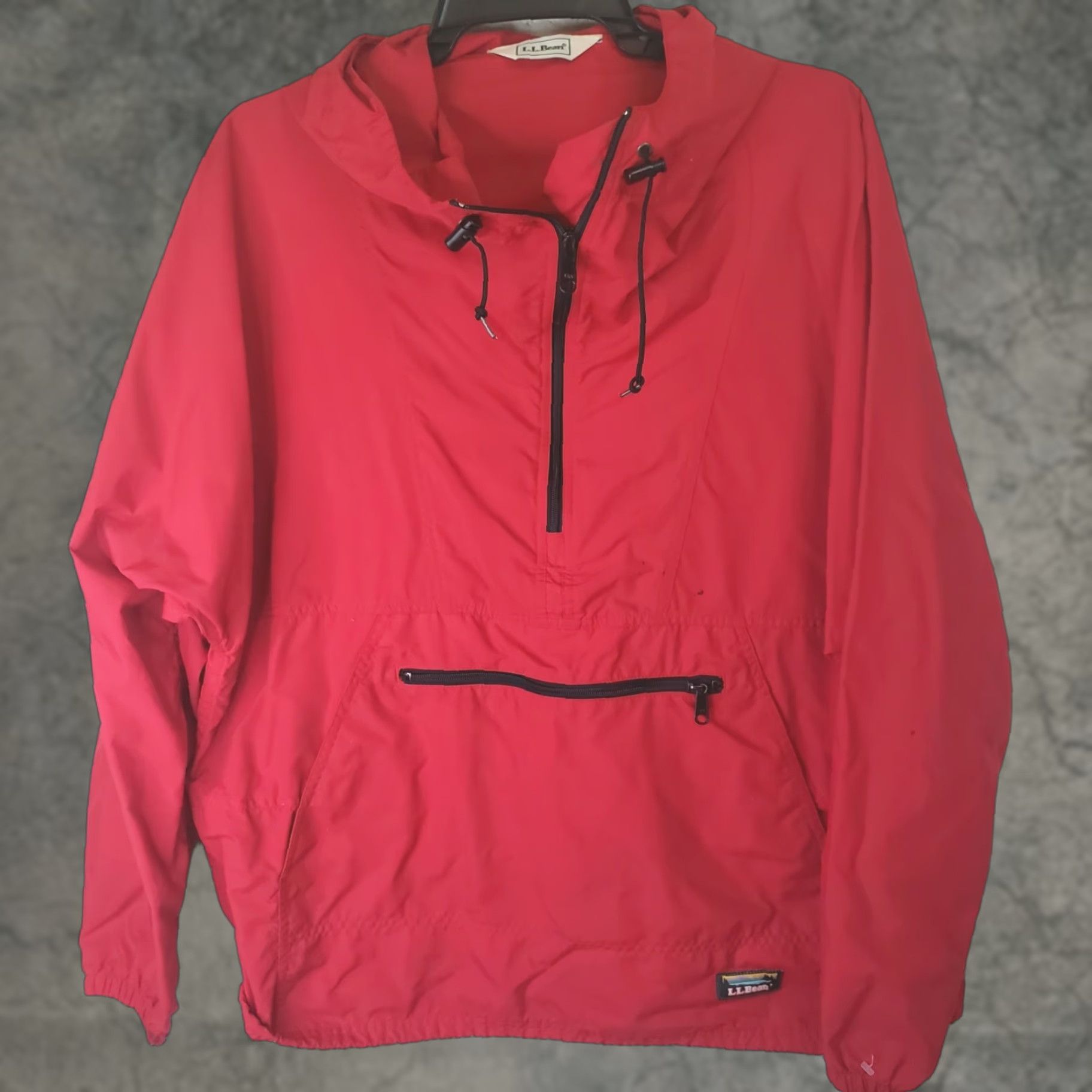 Vintage VINTAGE LL Bean Hooded Windbreaker Anorak Jacket Mens L Red Kangaroo Pouch Zip Pocketed 1/2 Zip Zipper/Storm Windbreaker Style Outdoor Size US L / EU 52-54 / 3 - 1 Thumbnail