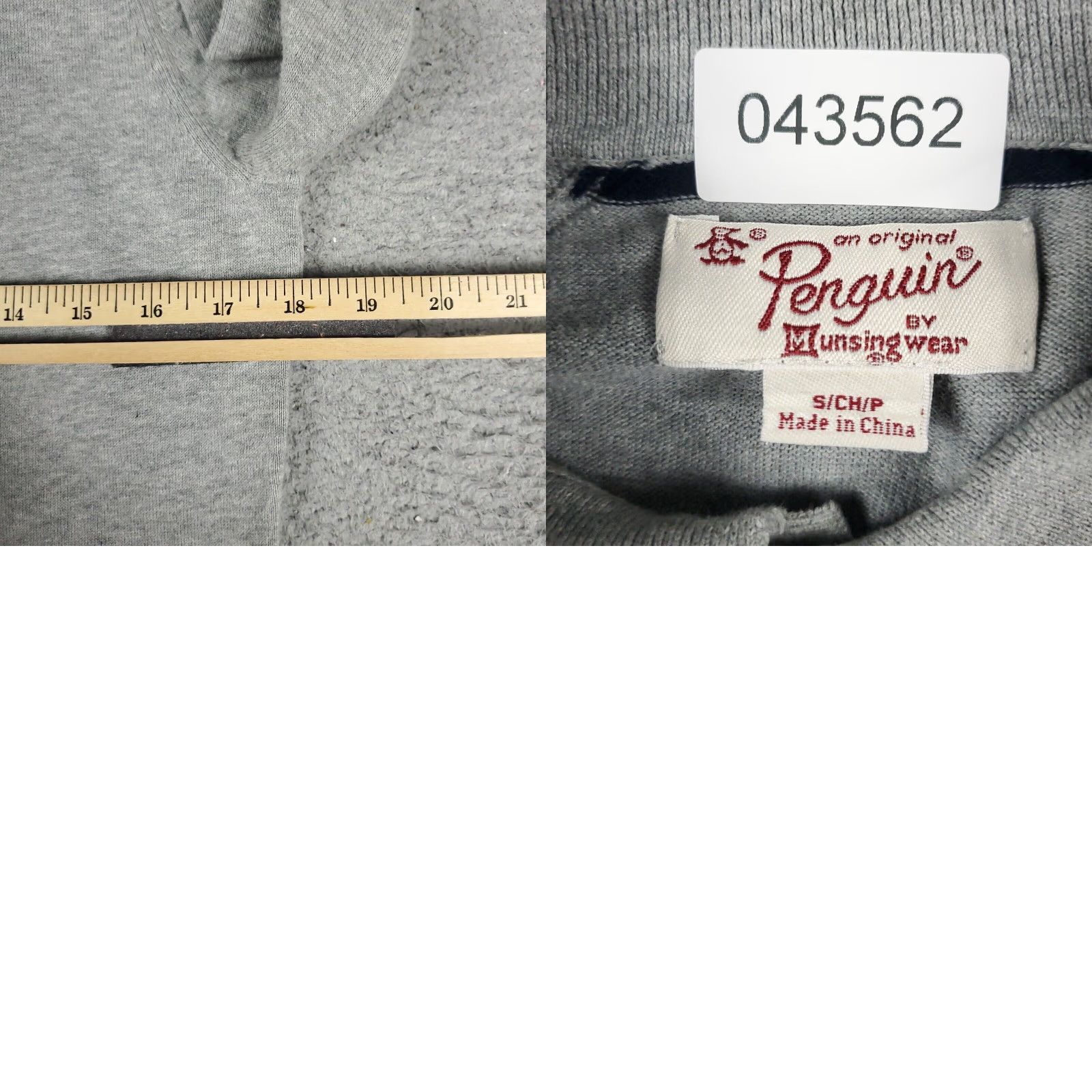 Original Penguin Mens Sweater Munsingwear Penguin Small Gray Collared Pullover Size US S / EU 44-46 / 1 - 8 Thumbnail