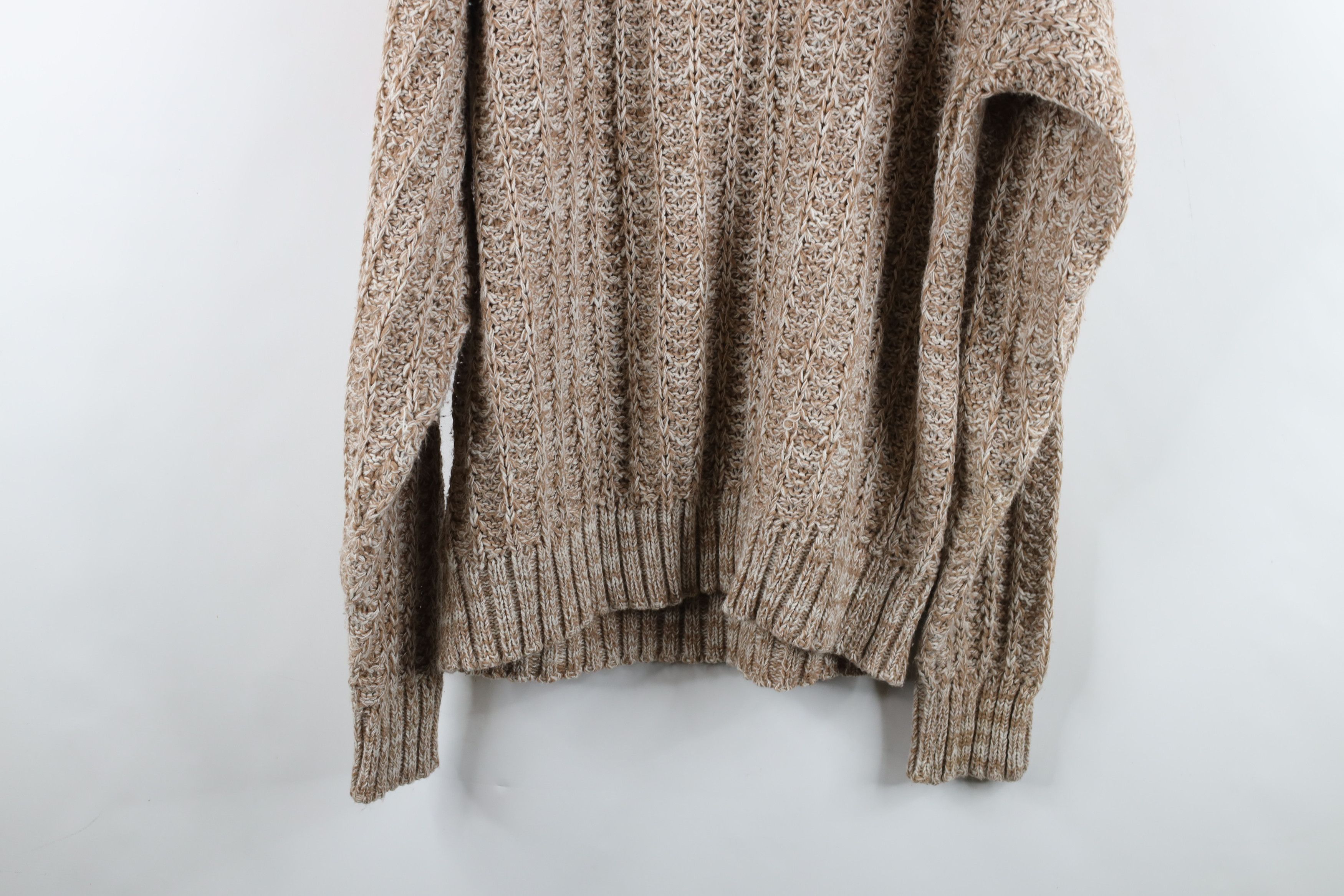 Vintage Vintage 90s Streetwear Ribbed Knit Crewneck Sweater Beige Size US XL / EU 56 / 4 - 9 Thumbnail
