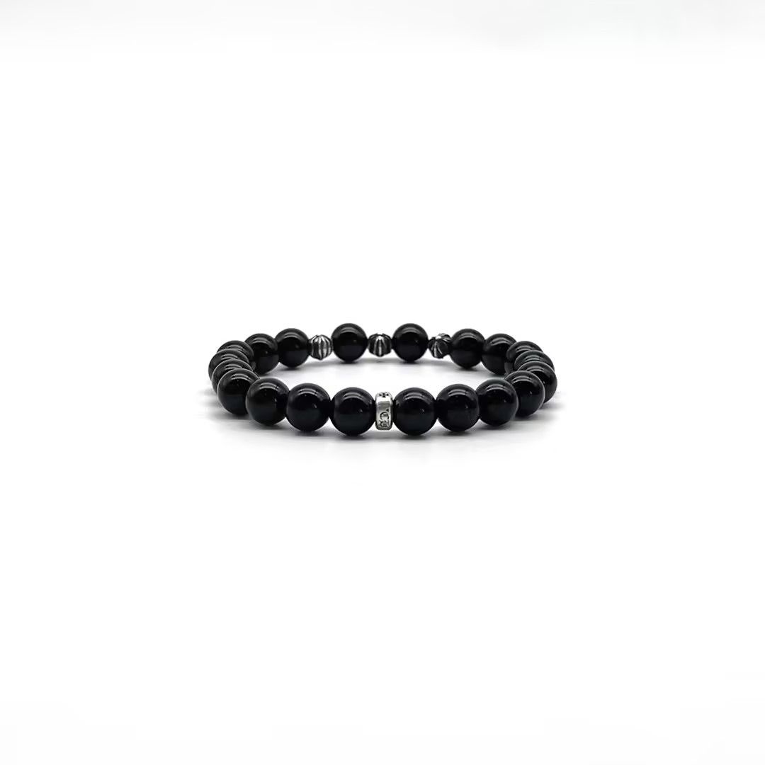 Chrome Hearts Chrome Hearts 8mm Obsidian 4 Silver Cross Bracelet Size ONE SIZE - 3 Thumbnail
