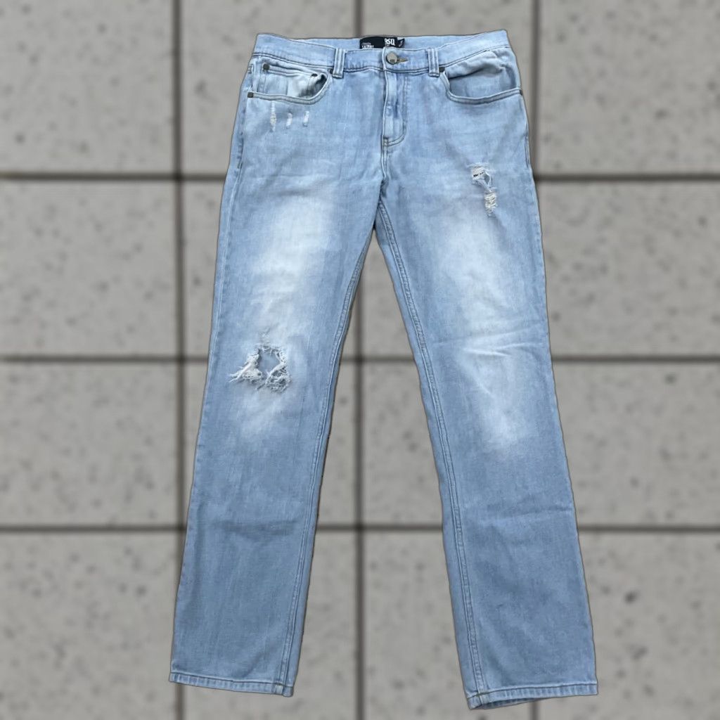 Rsq RSQ Jeans Men 32x32 London Skinny Light Blue Denim Distressed 5-Pocket 32 Inseam Slim Straight"} Size US 32 / EU 48 - 1 Thumbnail