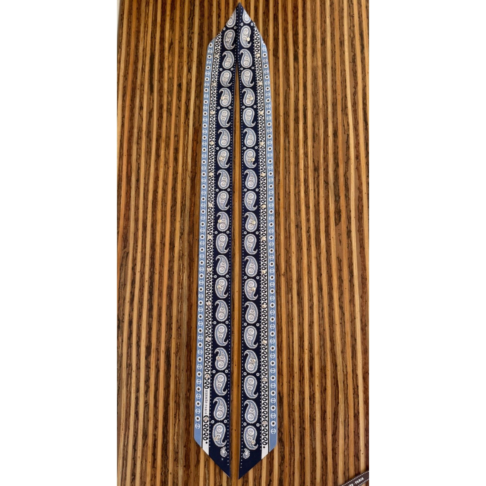 Hermes Hermes Scarf Twilly Tatouages Marins Bandana Silk Blue Jean Size ONE SIZE - 3 Thumbnail