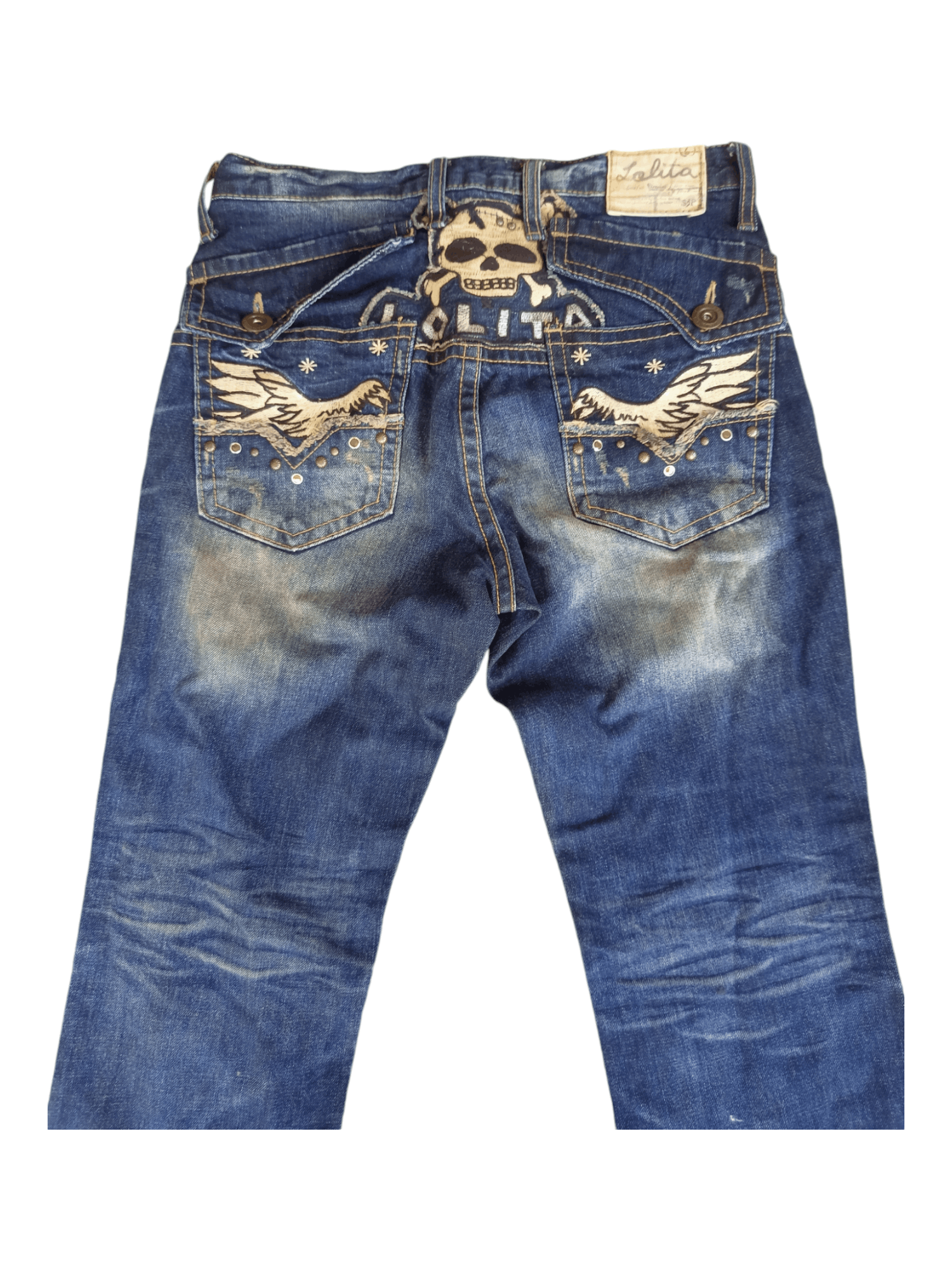 Japanese Brand Crazy Lolita Skulls Embroidery Mud Max Jeans Size US 28 / EU 44 - 12 Thumbnail