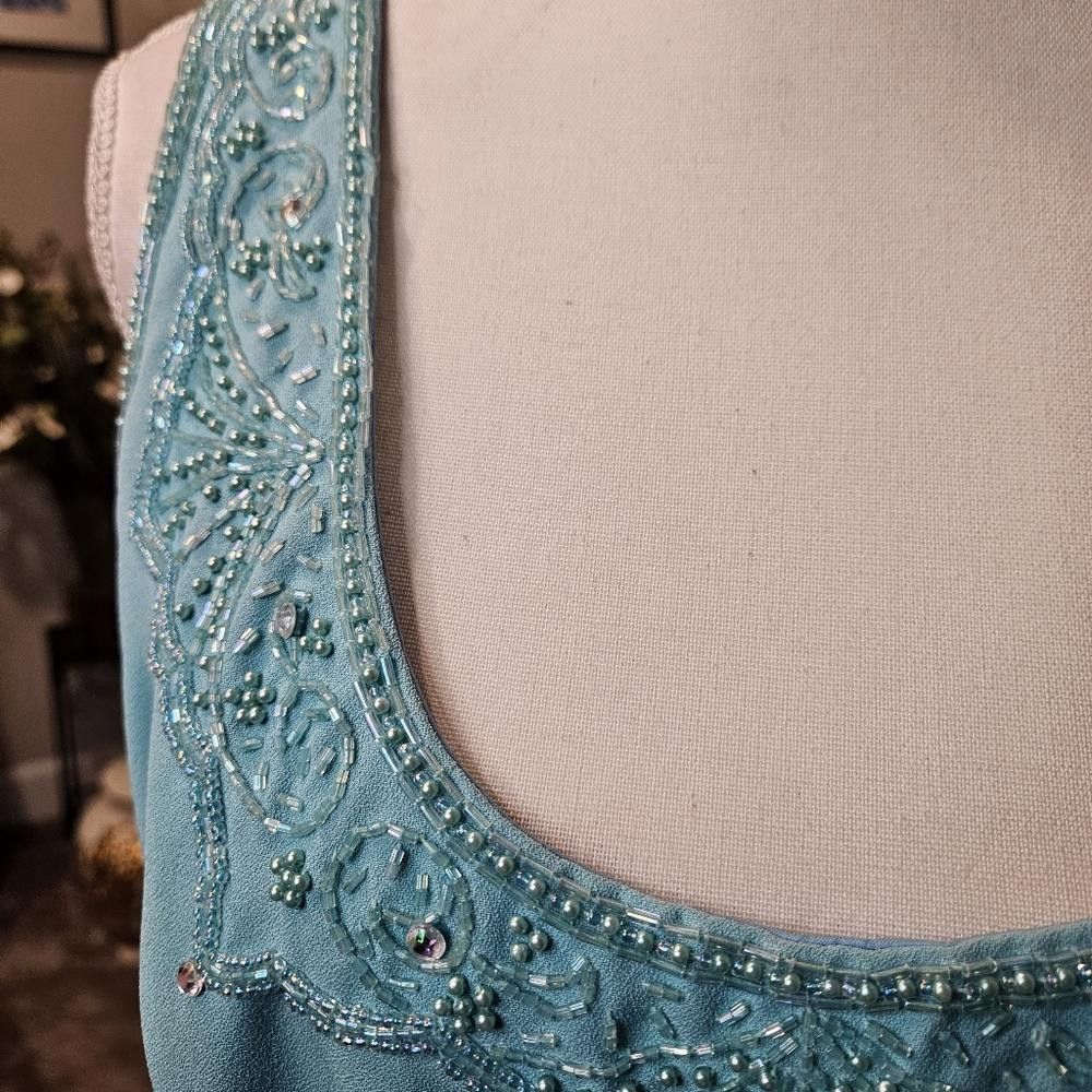 Designer Nwt Precious Formals Elegant Aqua Beaded Dress Size XXL / US 16-18 / IT 52-54 - 3 Thumbnail