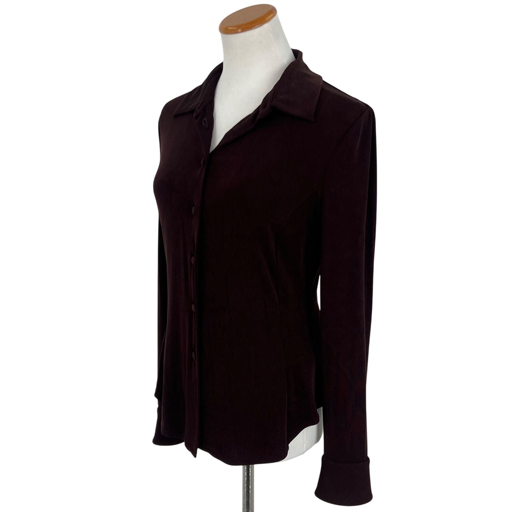Emporio Armani VTG Armani Oxblood Button-Up Top | Office Siren Old Money Fe Size M / US 6-8 / IT 42-44 - 5 Thumbnail