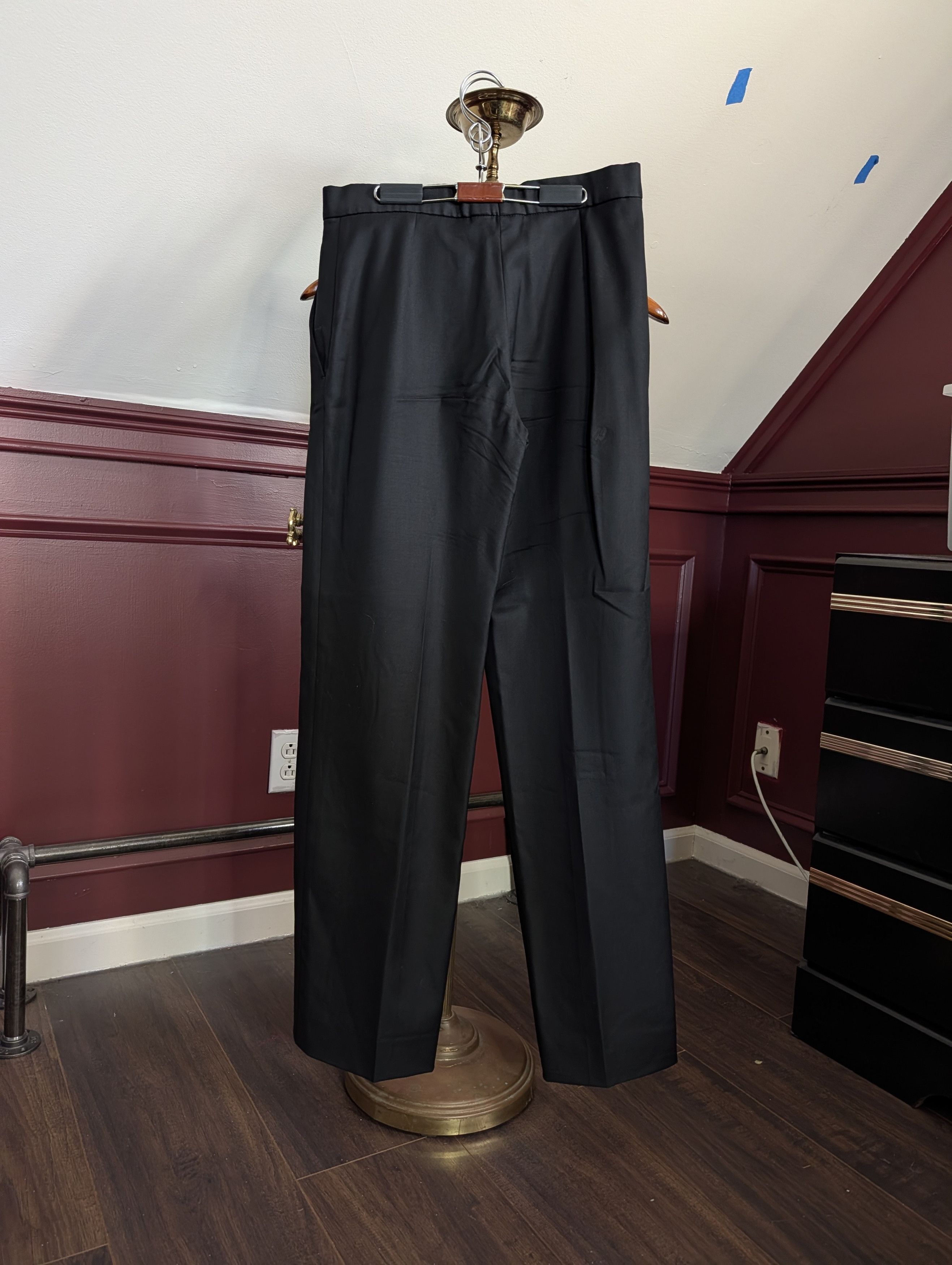 Alexander McQueen VTG FW98 Black Wide Leg Pleated Italian Trousers Pants Size 29" - 7 Thumbnail