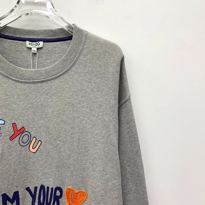 Kenzo KENZO Gray letter printed cotton round neck long sleeve ho Size US XXL / EU 58 / 5 - 3 Thumbnail