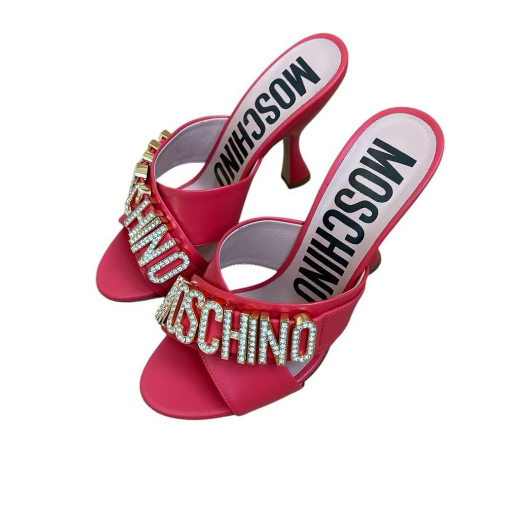 Moschino Moschino Couture Crystal Embellished Leather Orange Sandal Size US 6 / IT 36 - 4 Thumbnail